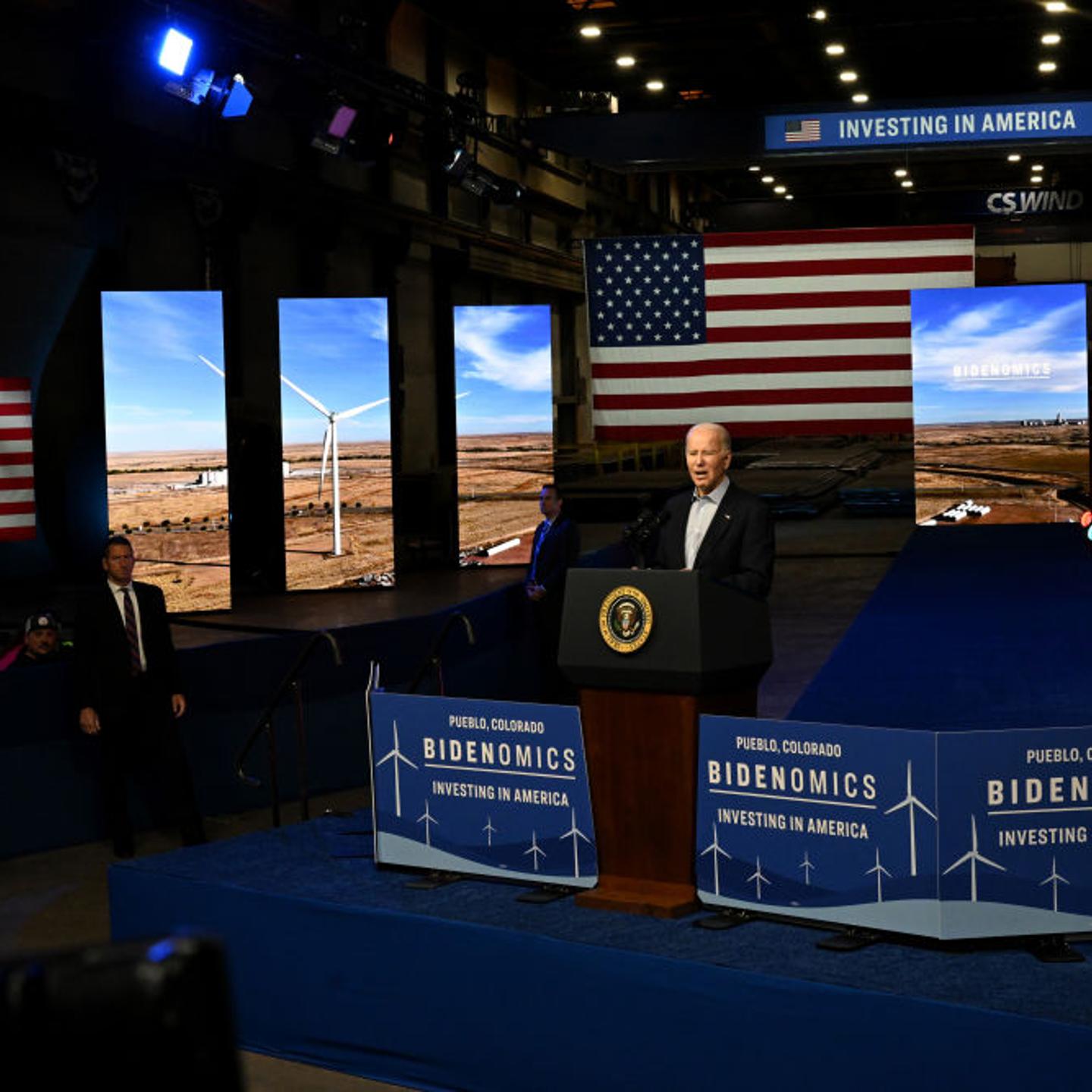 President Joe Biden visits CS Wind, Colorados largest wind tower manufacturing plant.