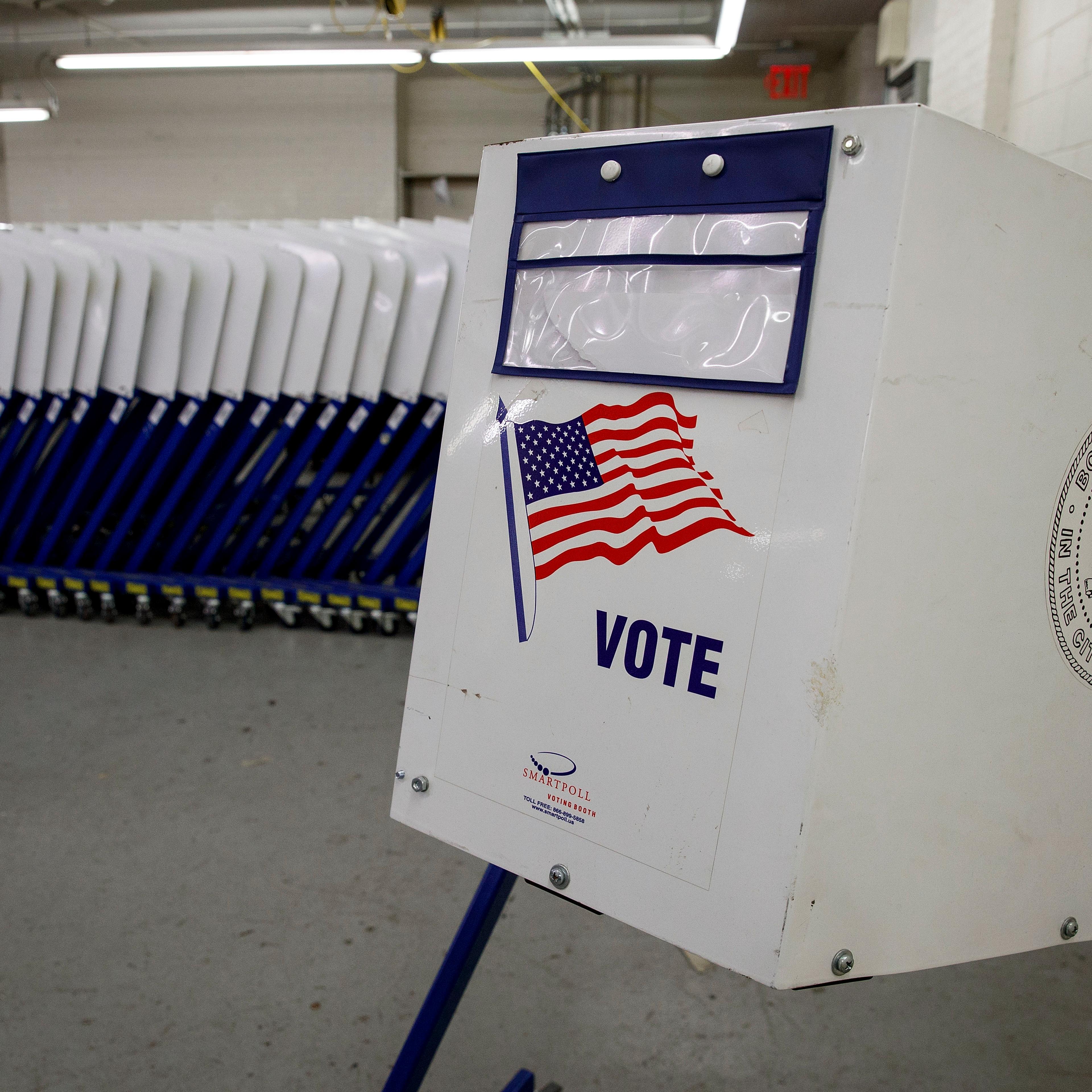 Voting booths sit at a New York City Board of Elections voting machine facility warehouse, November 3, 2016 in the Bronx borough in New York City.
