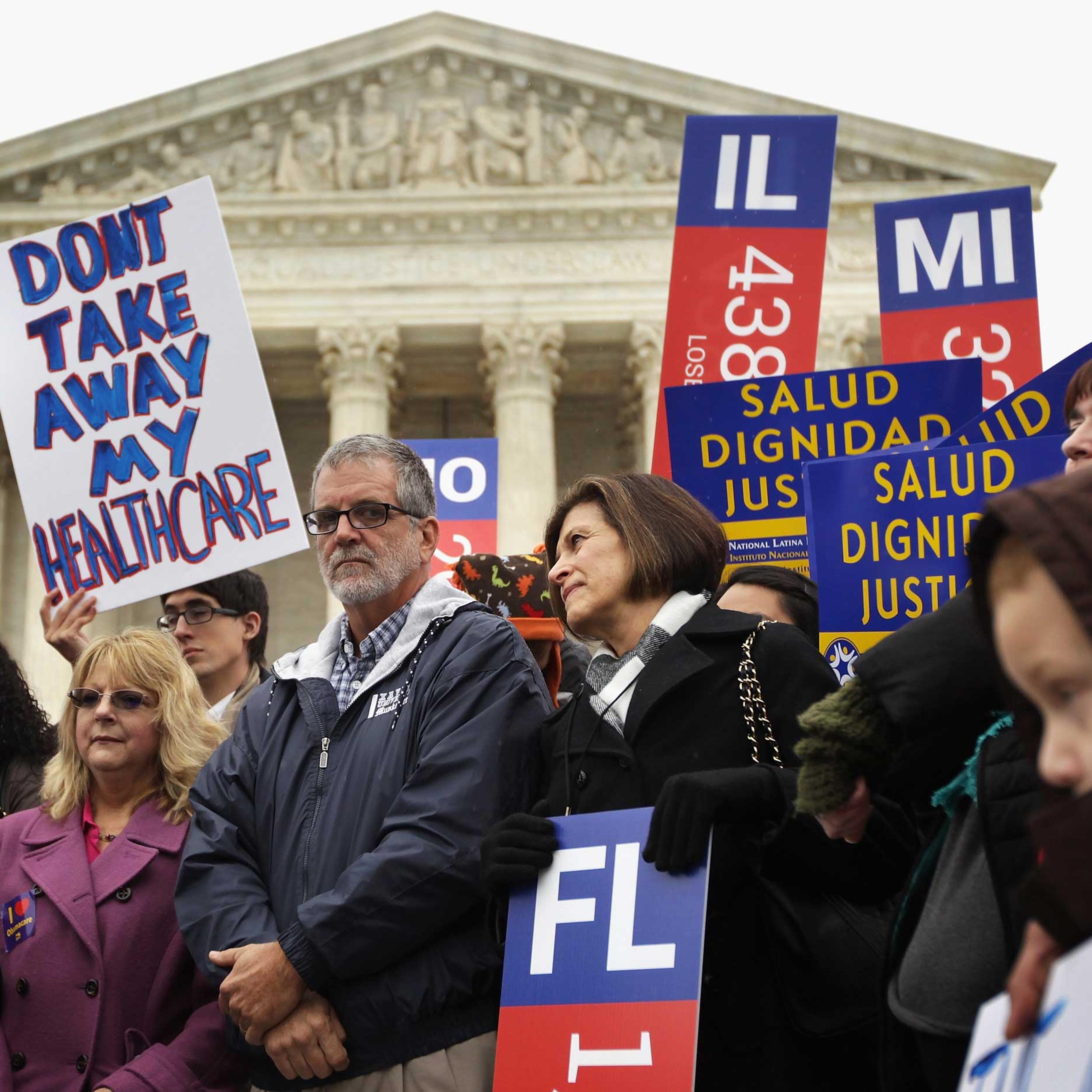 Supporters of the Affordable Care Act gather in front of the U.S Supreme Court during a rally in Washington on March 4, 2015.