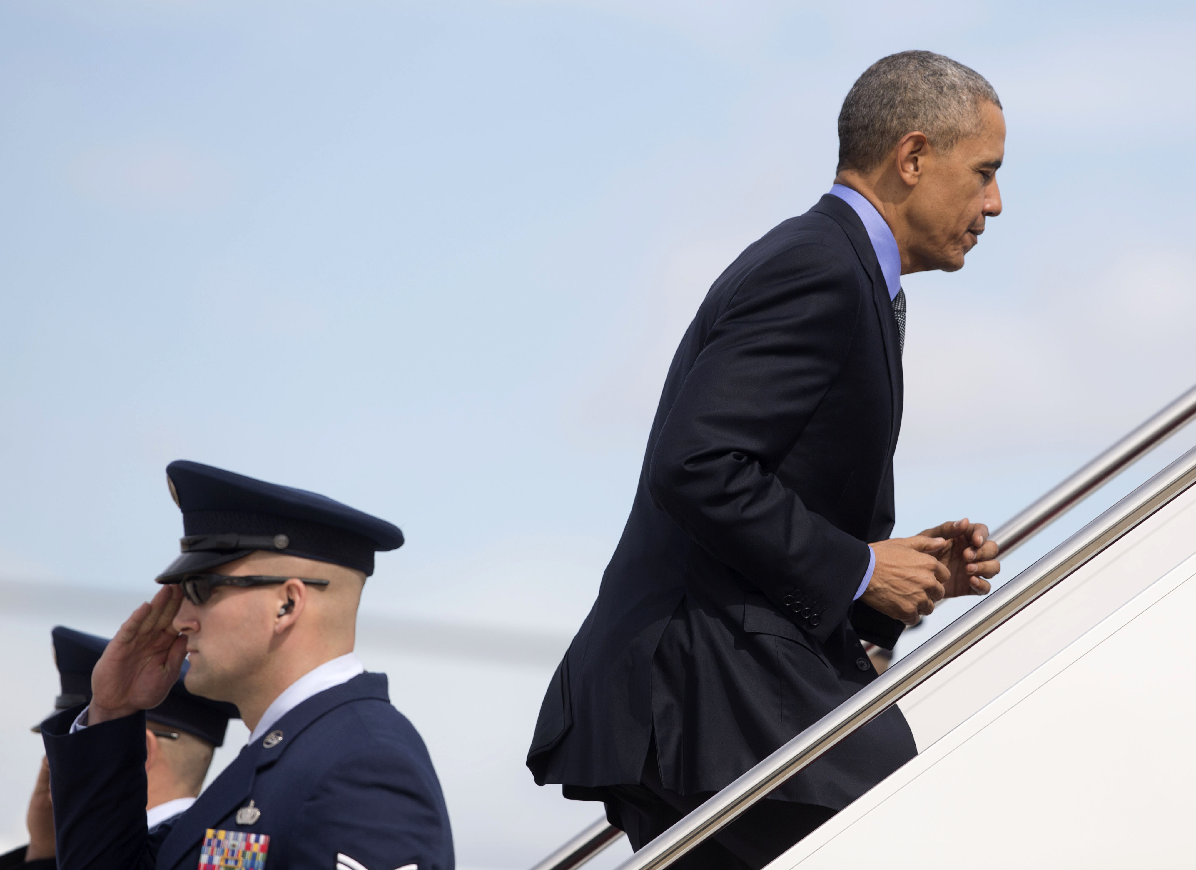 President Barack Obama boards Air Force One before his departure on March 11, 2016, from Andrews Air Force Base, Md. Obama is traveling to Austin, Texas to speak at South by Southwest Festival (SXSW) and attend 2 Democratic National Committee fundraisers