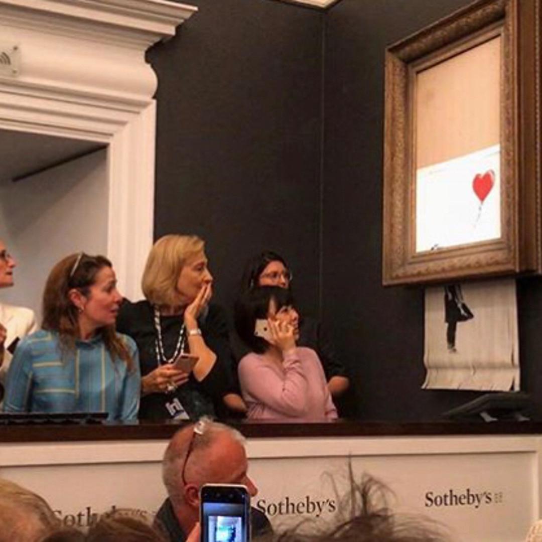 Banksy post stunning moment his art piece self destructs on Instagram.