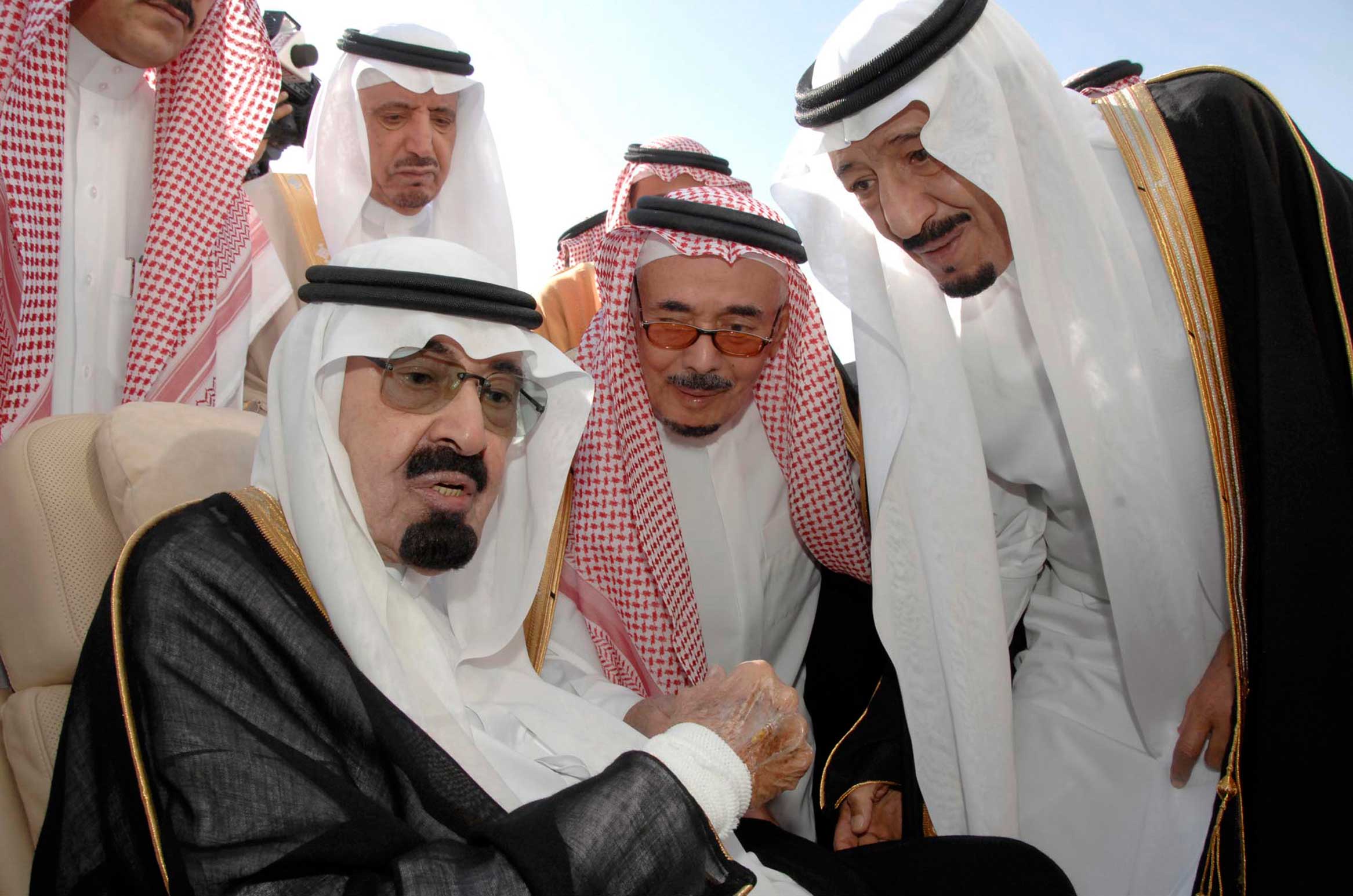 King Abdullah, left, with then-Crown Prince Salman, right, in 2010.
