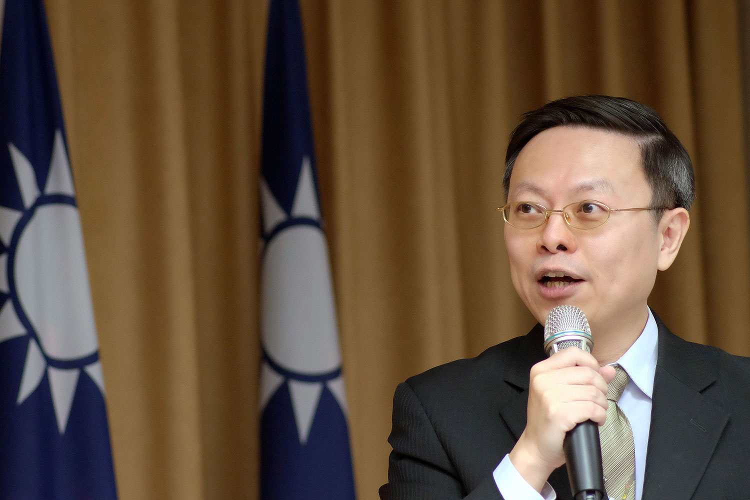 Wang Yu-chi, minister of Taiwan's Mainland Affairs Council, speaks during a press conference in Taipei in January