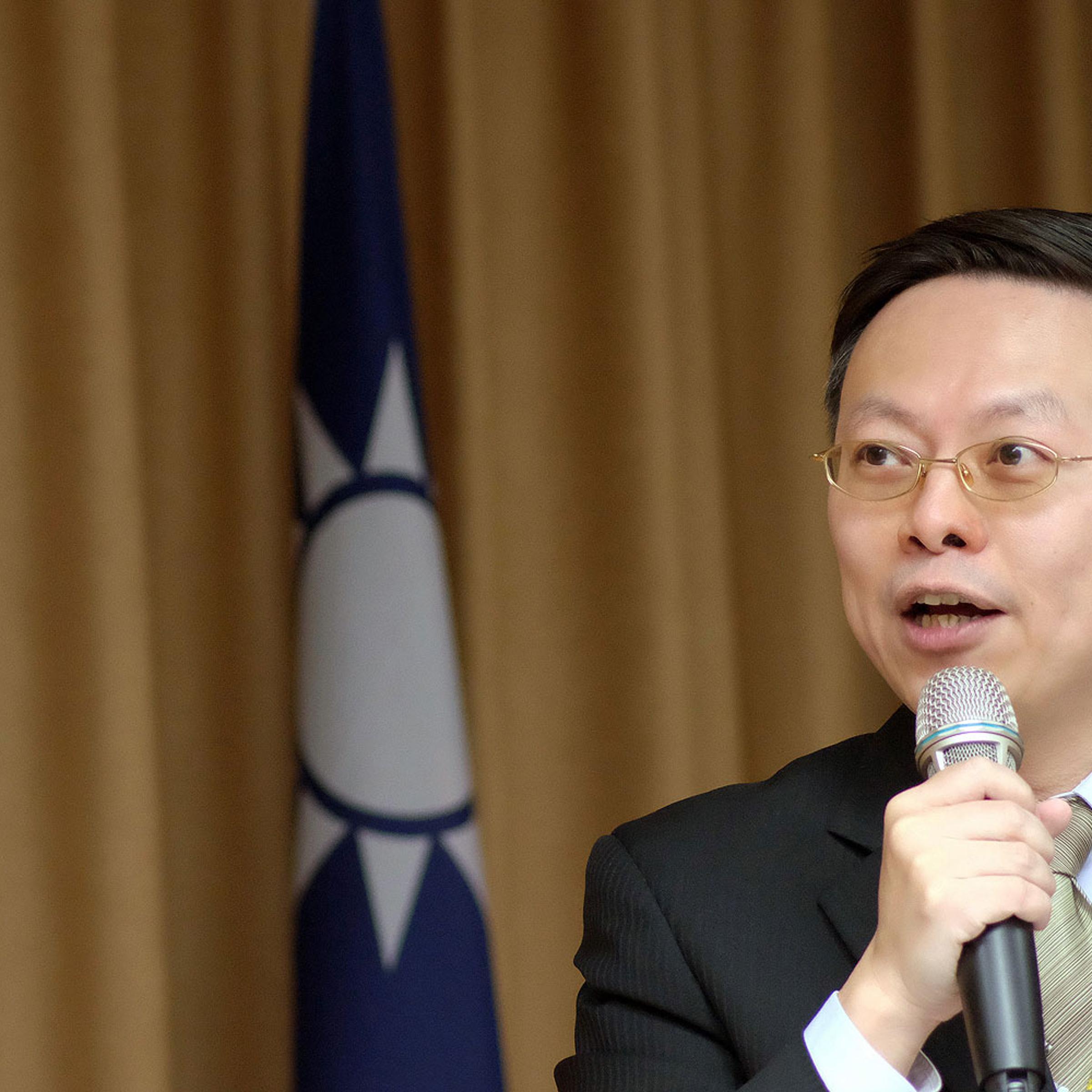 Wang Yu-chi, minister of Taiwan's Mainland Affairs Council, speaks during a press conference in Taipei in January