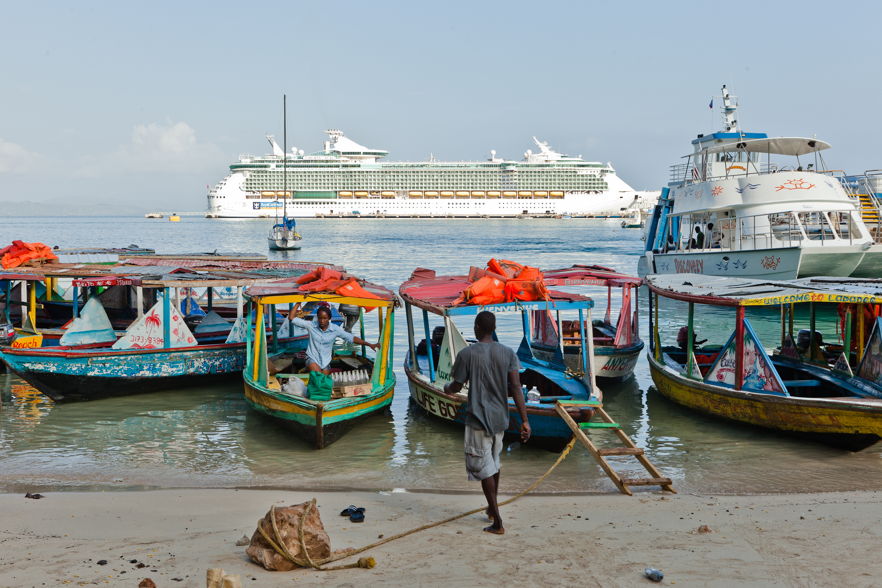 A Royal Caribbean cruise ship seen from the village of Labadie, Haiti, on July 22, 2015.