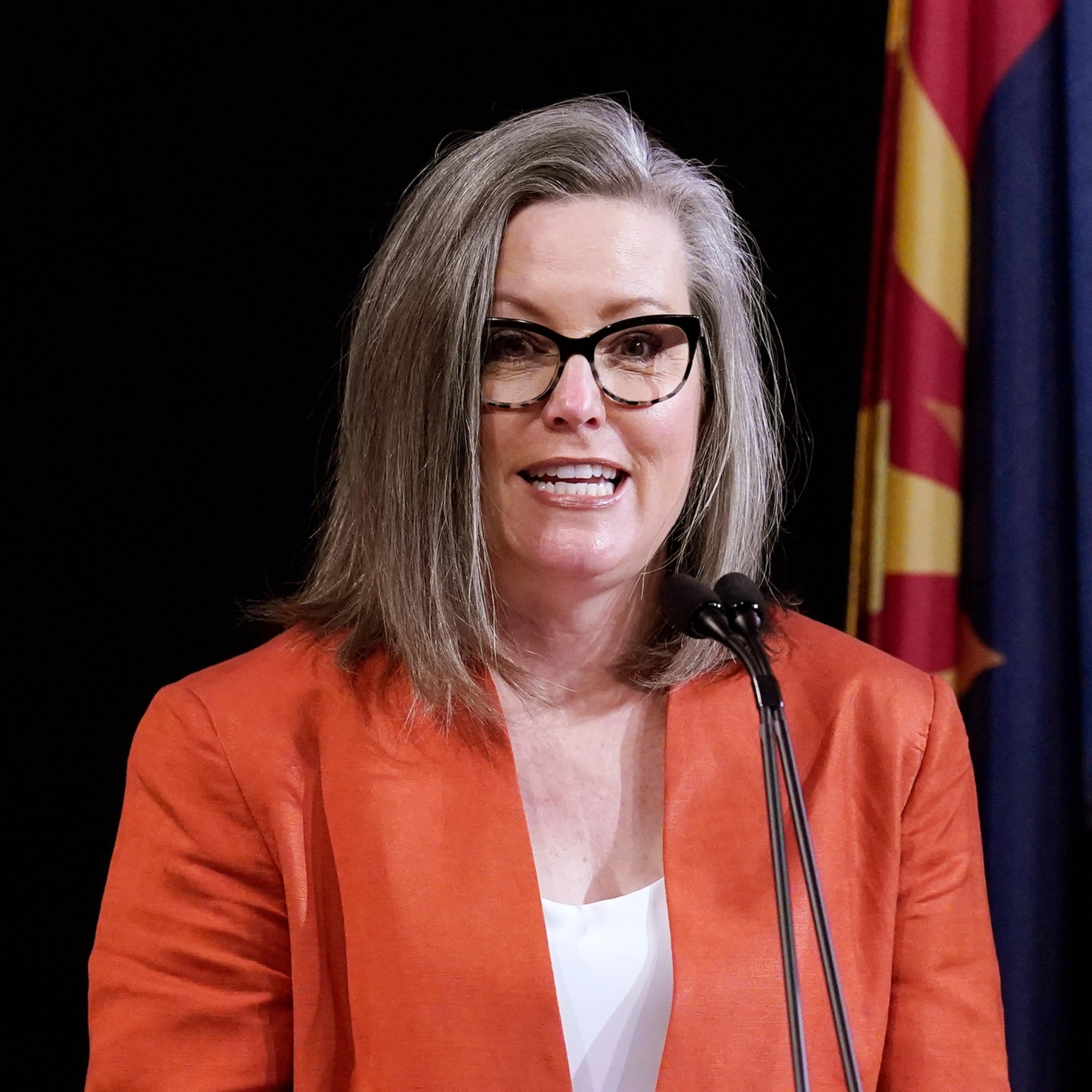 Arizona Secretary of State Katie Hobbs addresses the members of Arizona's Electoral College in Phoenix. Hobbs on Wednesday, June 2, 2021, announced her candidacy for the Democratic nomination for governor in 2022 while denouncing the Republican-controlled state Senate's ongoing audit of the 2020 presidential election.