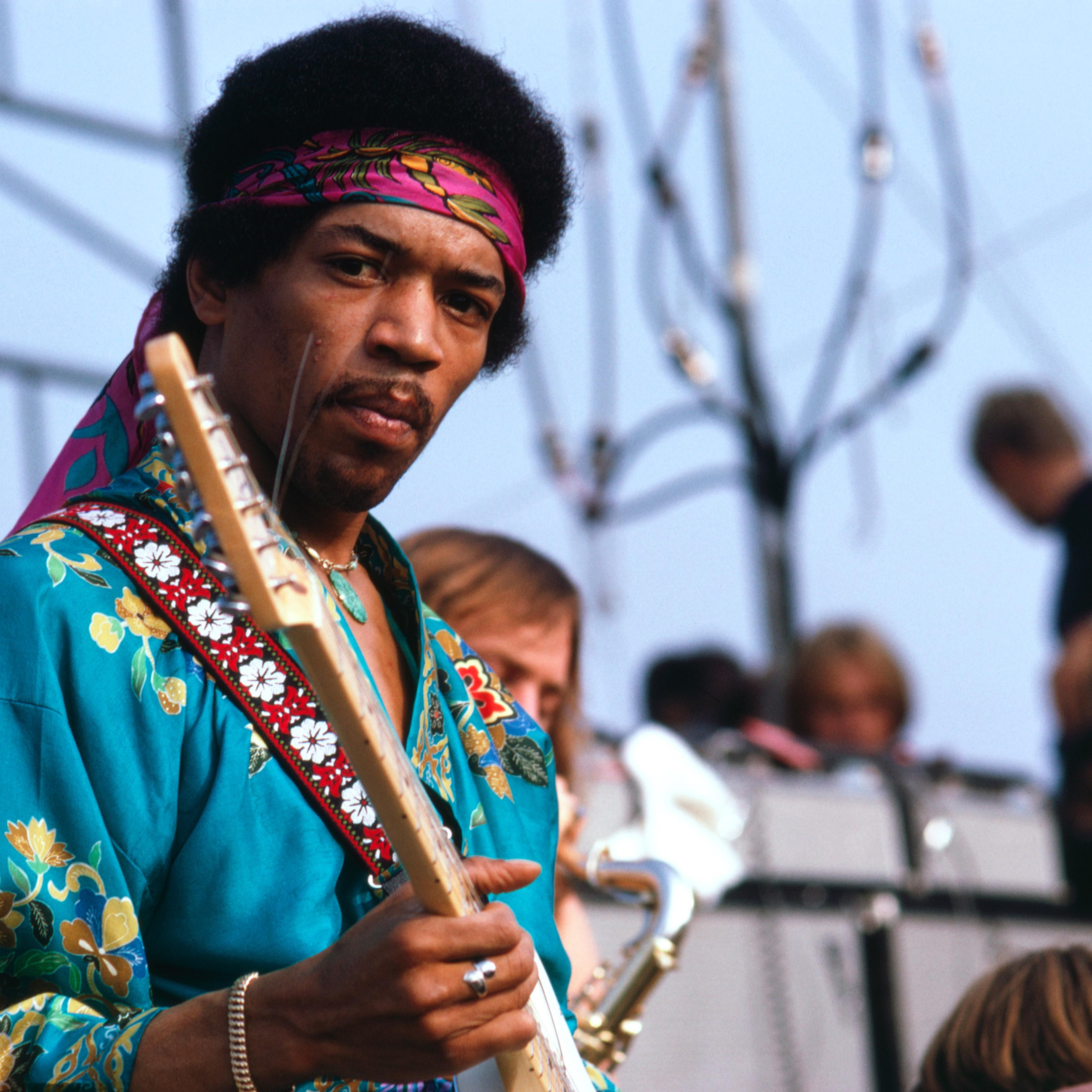 Jimi Hendrix on stage at the Newport Pop Festival, Northridge, California, June 22, 1969.
