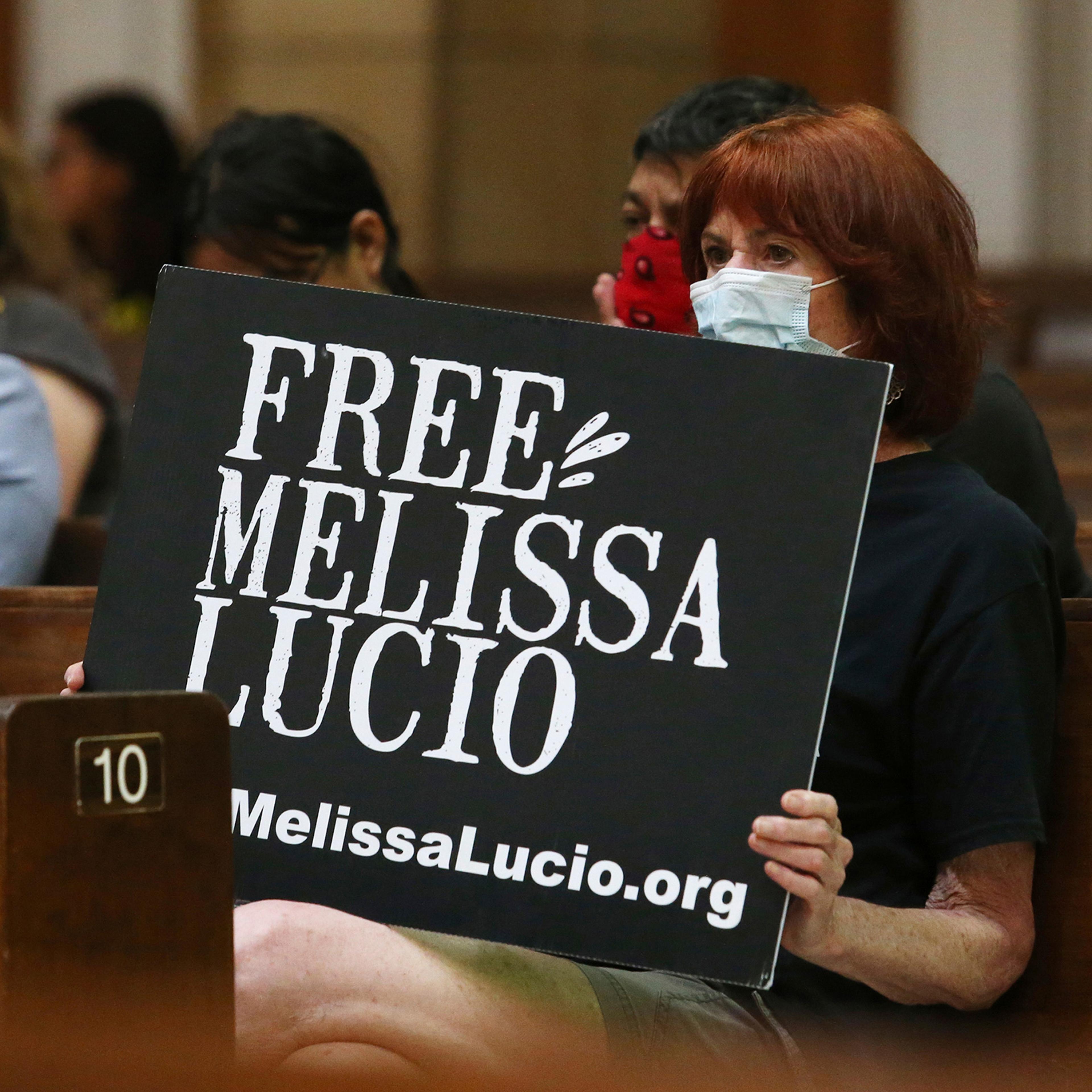 Rachelle Zoca attend a vigil for Melissa Lucio at the Basilica Of Our Lady of San Juan del Valle National Shrine in San Juan, Texas, on April 22, 2022.