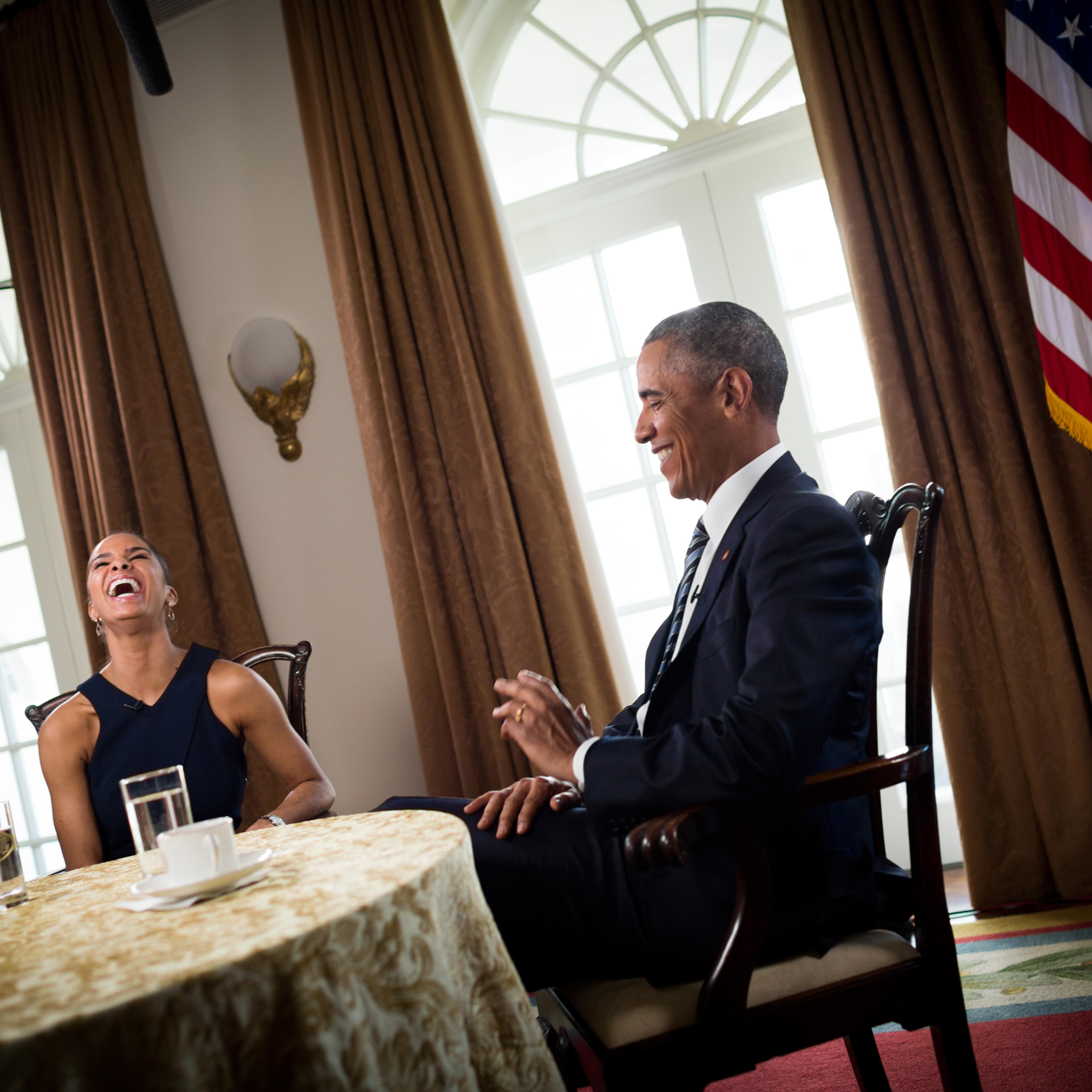 Obama and Copeland in the Cabinet Room of the White House on Feb. 29