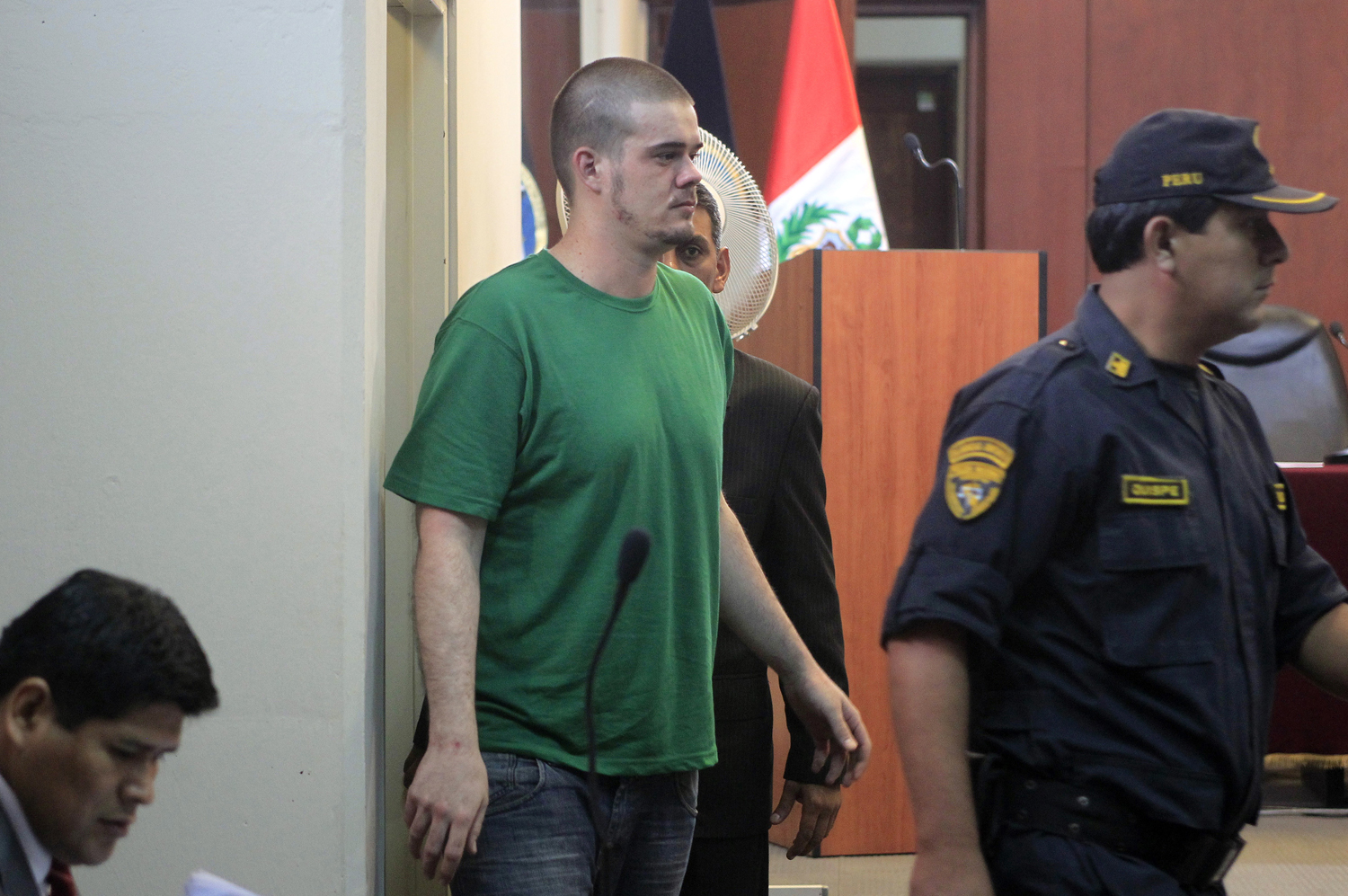 Dutch citizen Joran Van der Sloot walks into the courtroom before the reading of his verdict in Lima