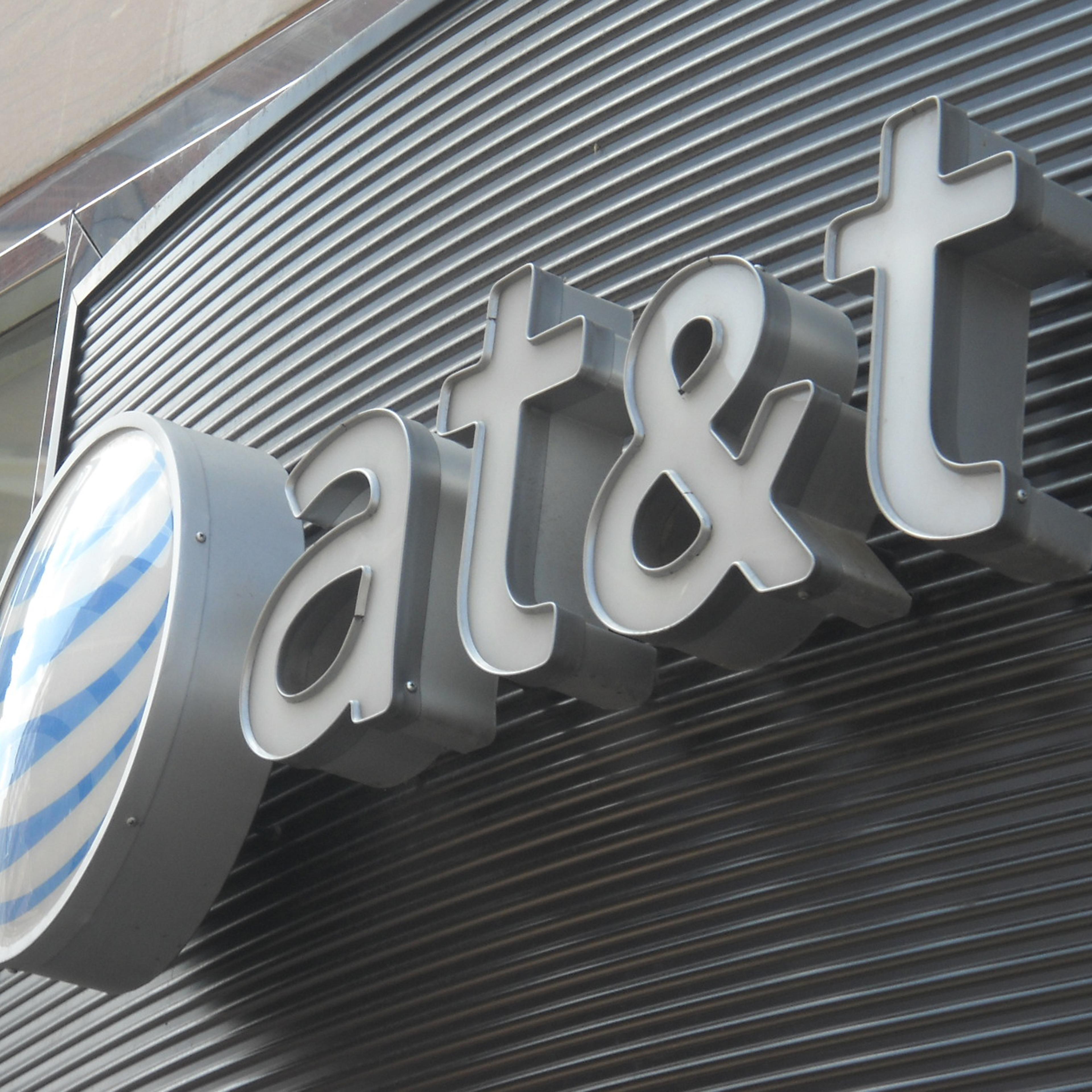 The AT&T logo is seen on June 2, 2010 in