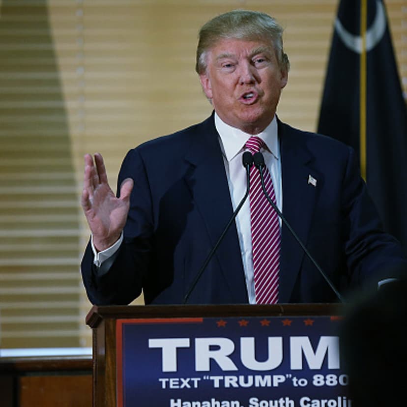 Republican Presidential candidate Donald Trump speaks at a news conference on February 15, 2016 in Hanahan, South Carolina.