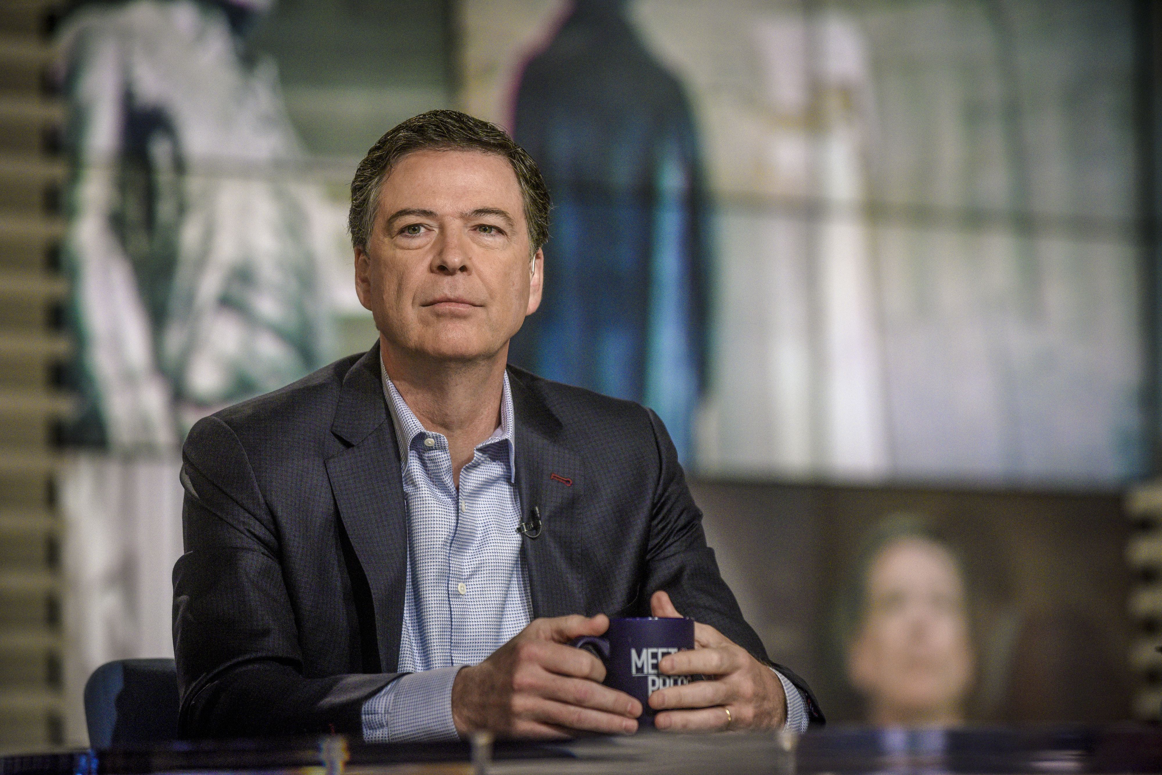 Former FBI Director James Comey sits on set at "Meet the Press"