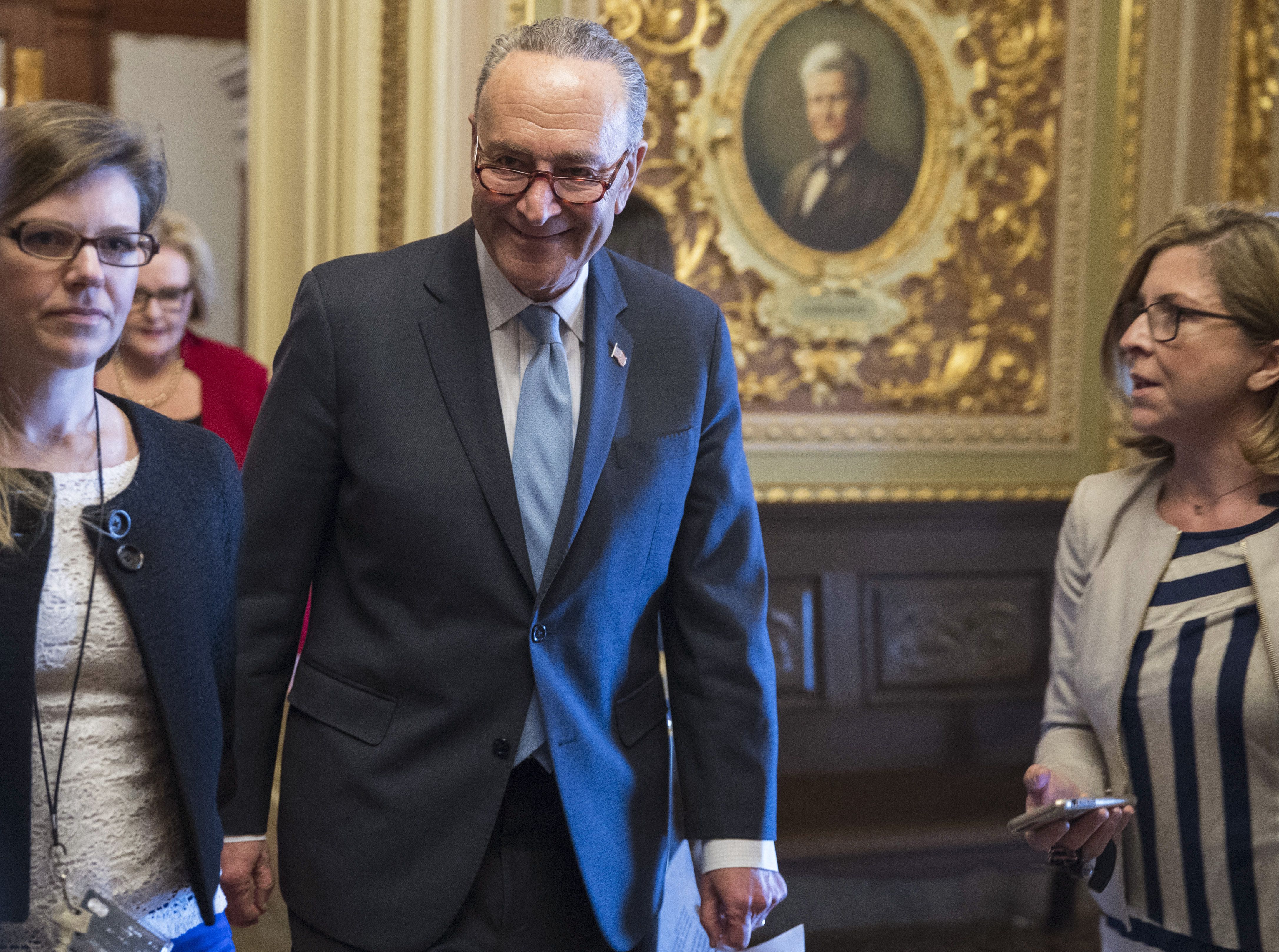 Negotiations continue in the Senate to resolve the government shutdown, Washington, USA - 22 Jan 2018