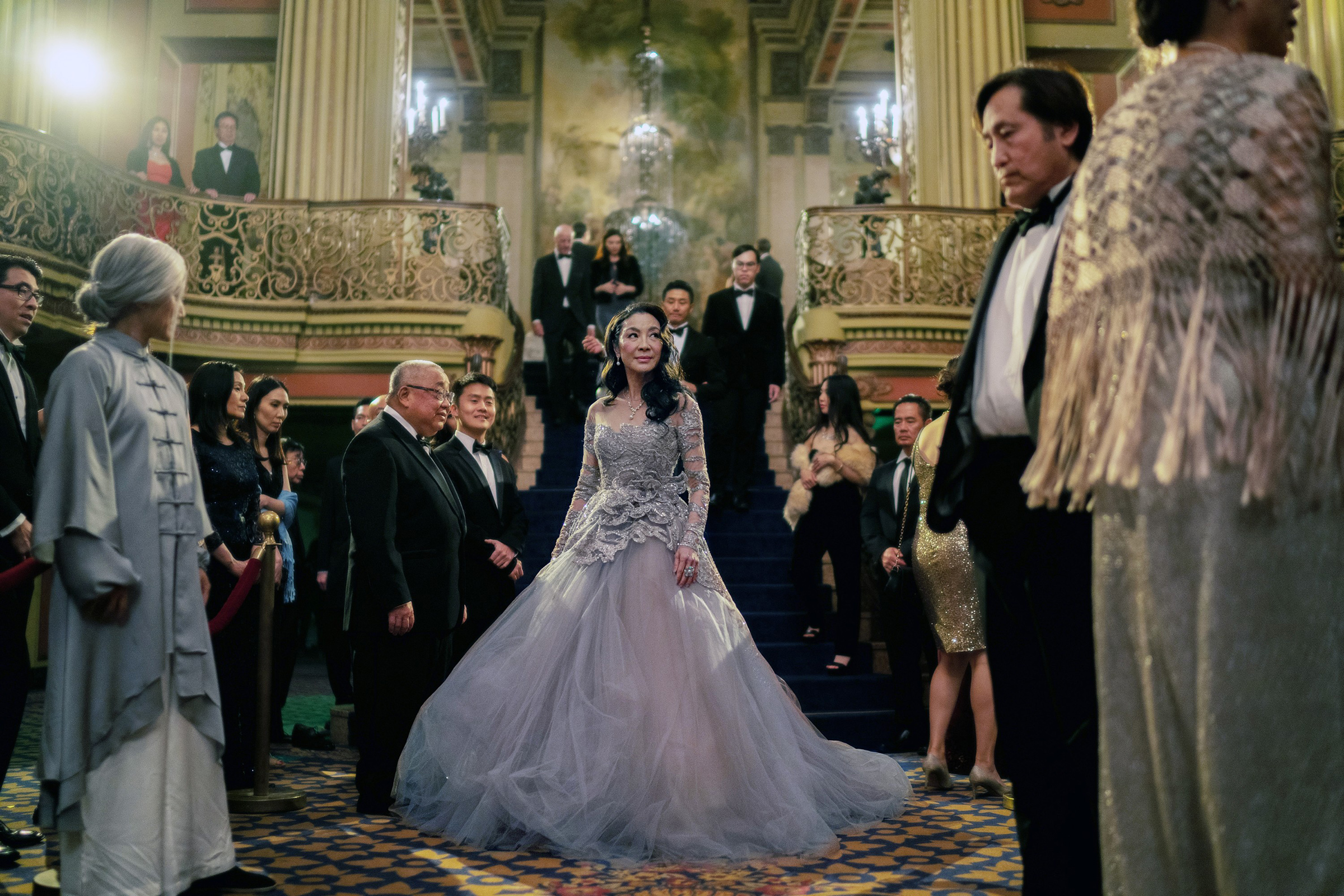Michelle Yeoh as Evelyn Wang, center, in 'Everything Everywhere All At Once'