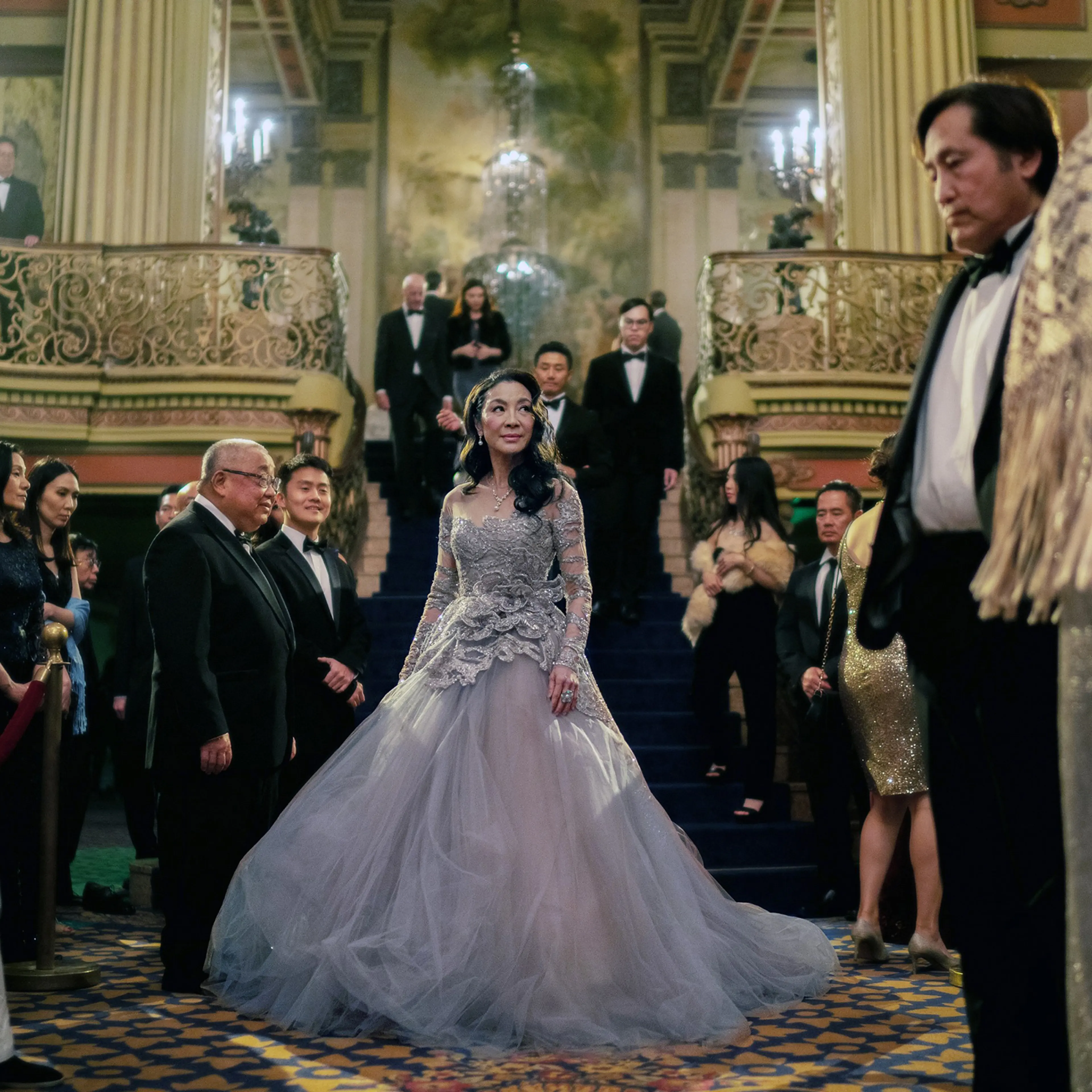 Michelle Yeoh as Evelyn Wang, center, in 'Everything Everywhere All At Once'