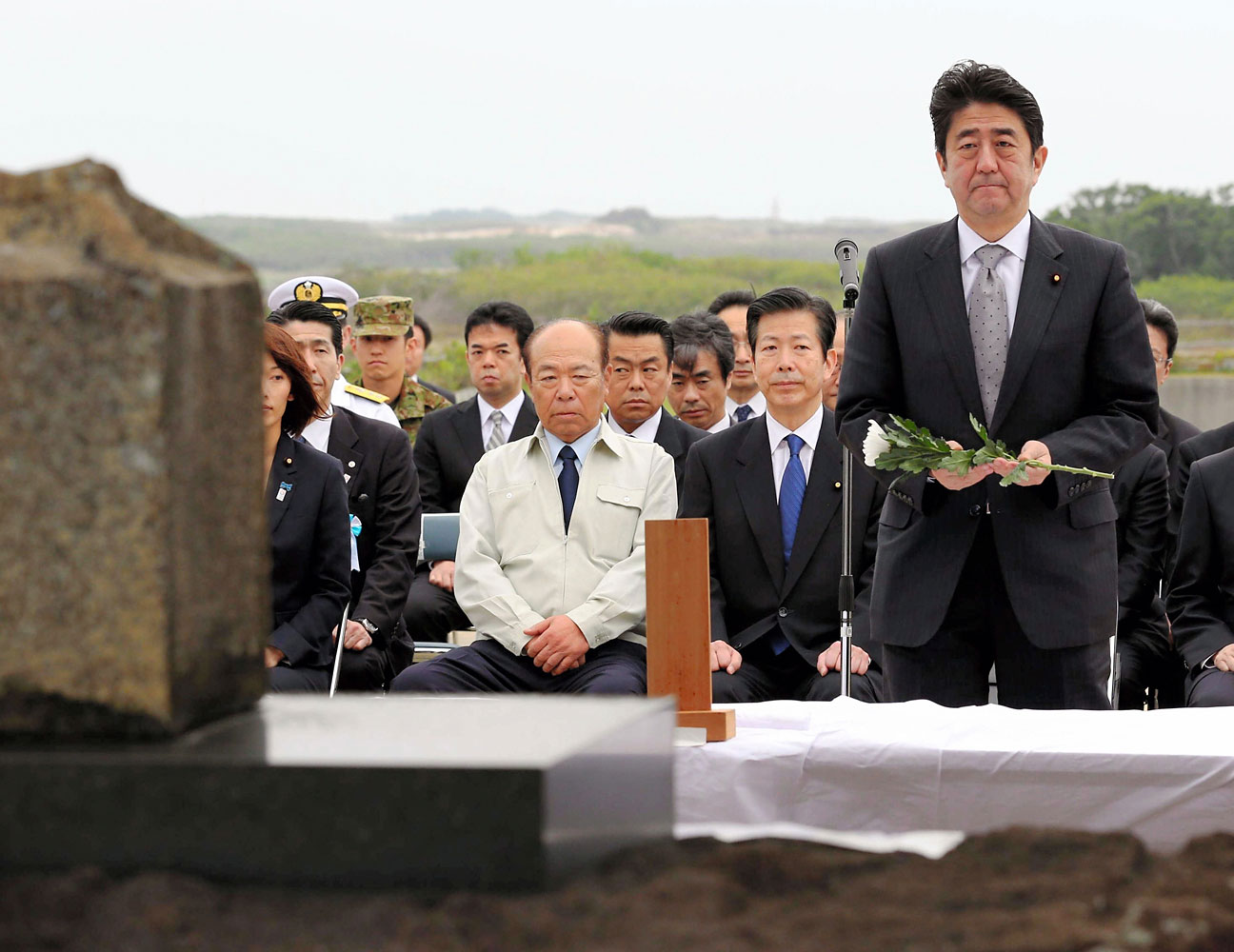 Japan's Nationalist Prime Minister Shinzo Abe Remebers Iwo Jima