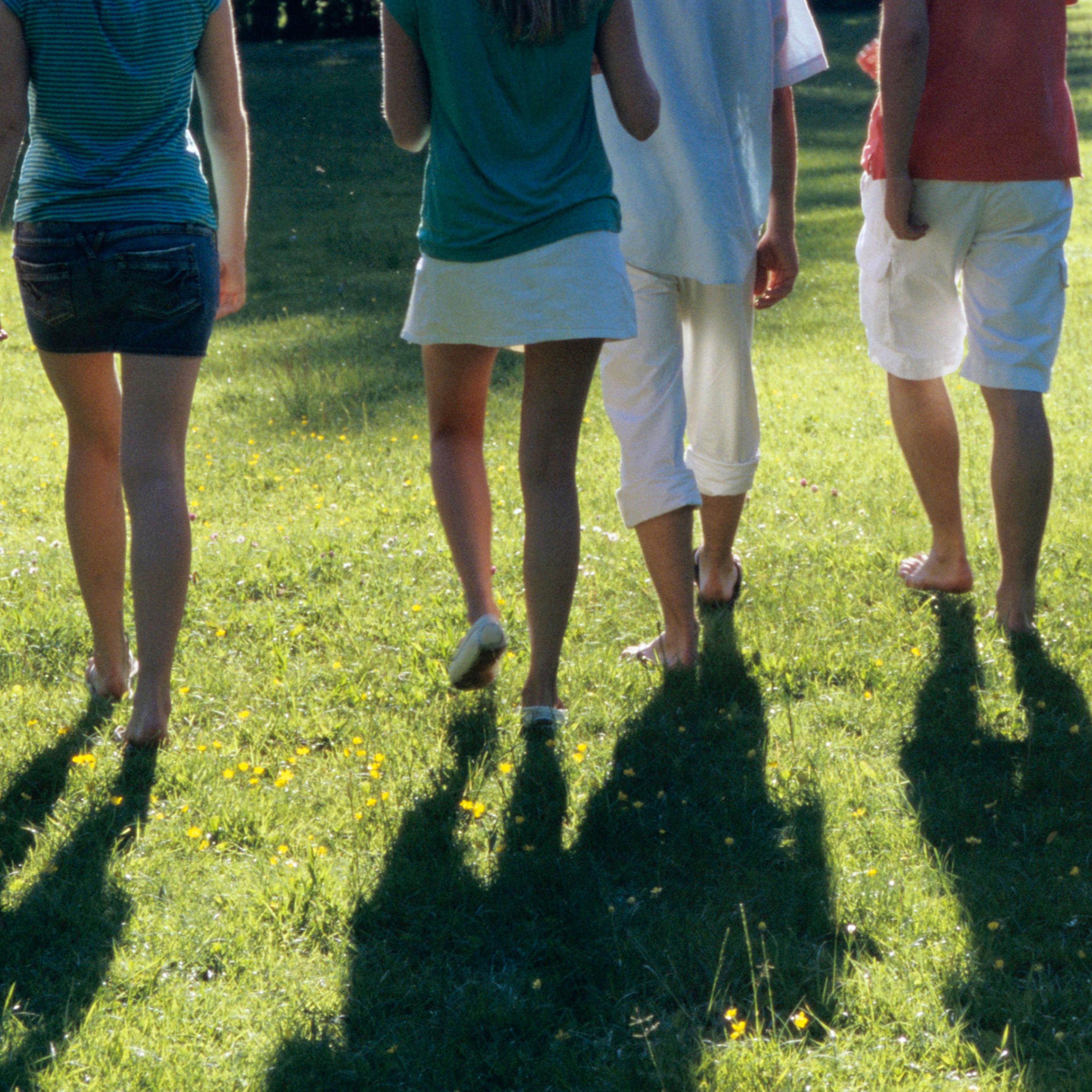Group of people walking in park