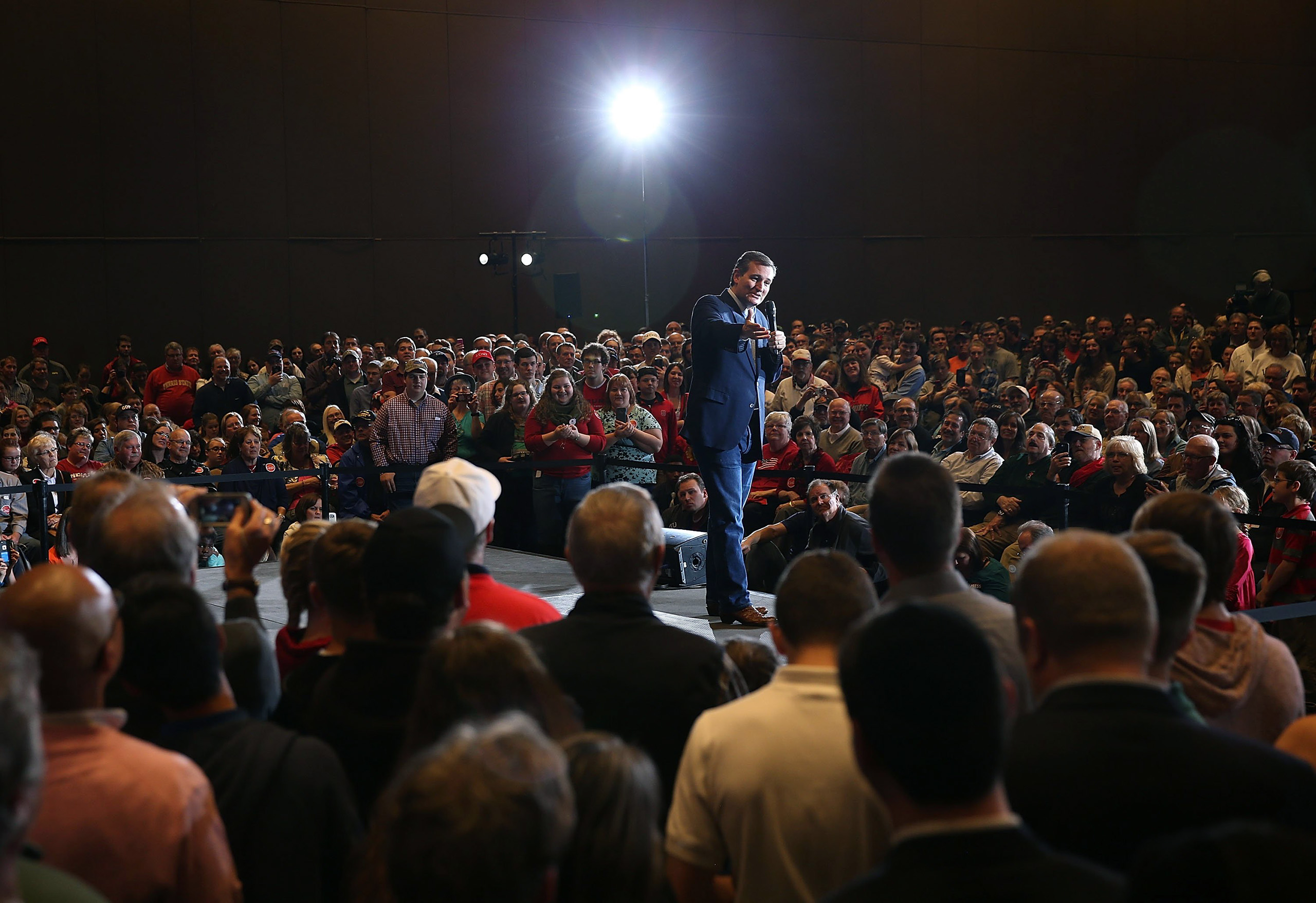 Republican presidential candidate Sen. Ted Cruz speaks during a campaign rally at the Century Center in South Bend, Indiana, on April 28, 2016.