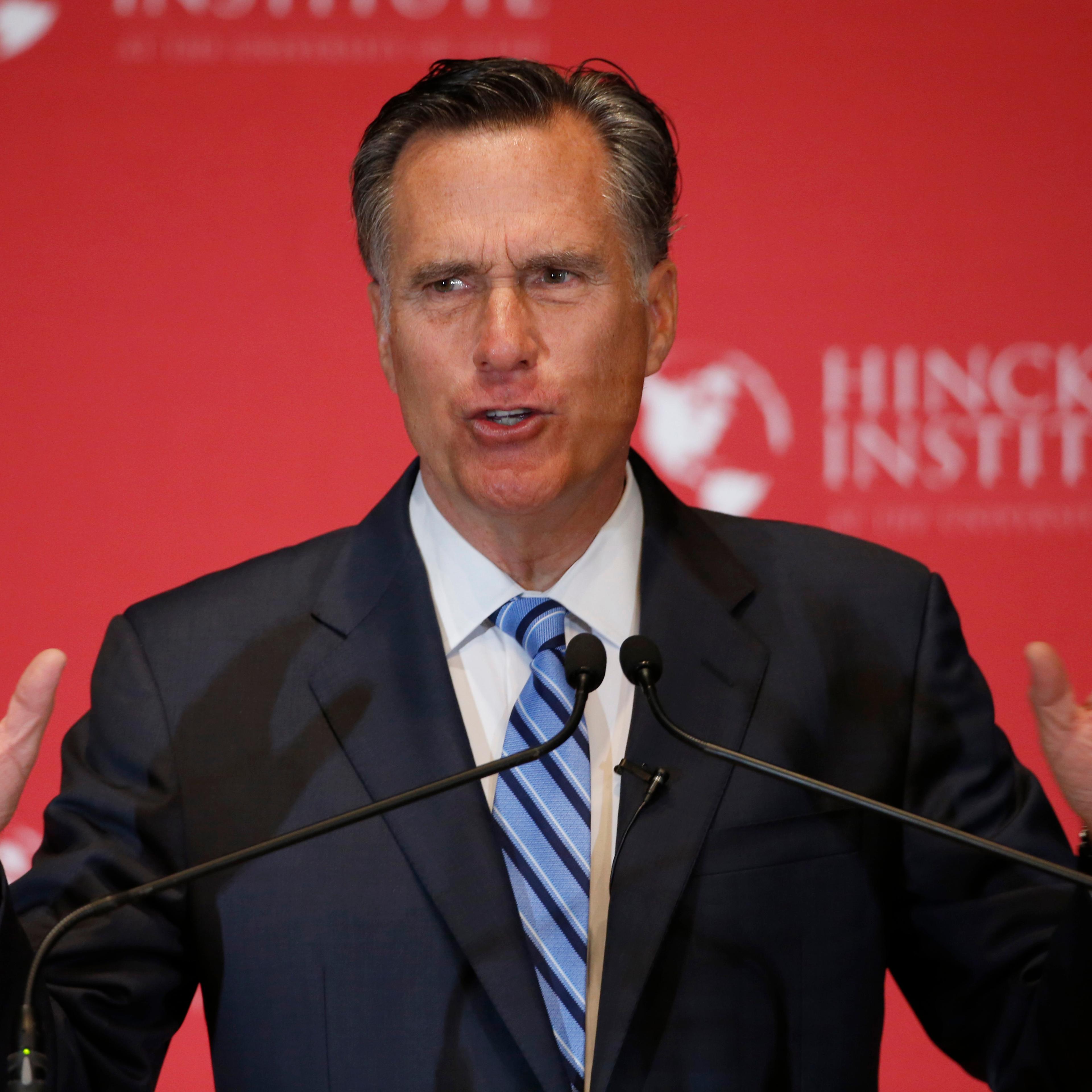 Mitt Romney gives a speech on the state of the Republican party at the Hinckley Institute of Politics on the campus of the University of Utah on March 3, 2016 in Salt Lake City, Utah.
