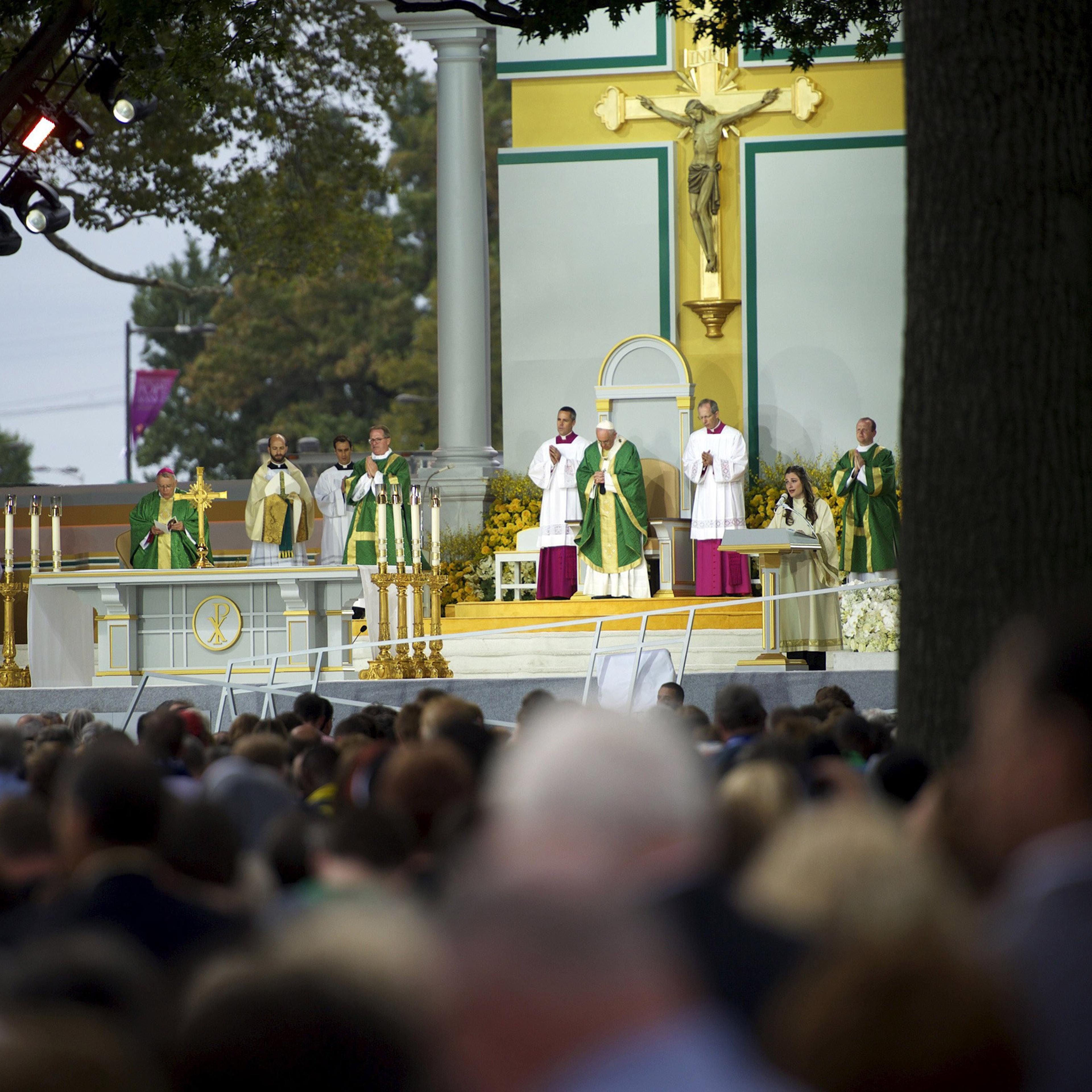 Pope Francis conducts a papal mass on the final day of events in Philadelphia, Pennsylvania
