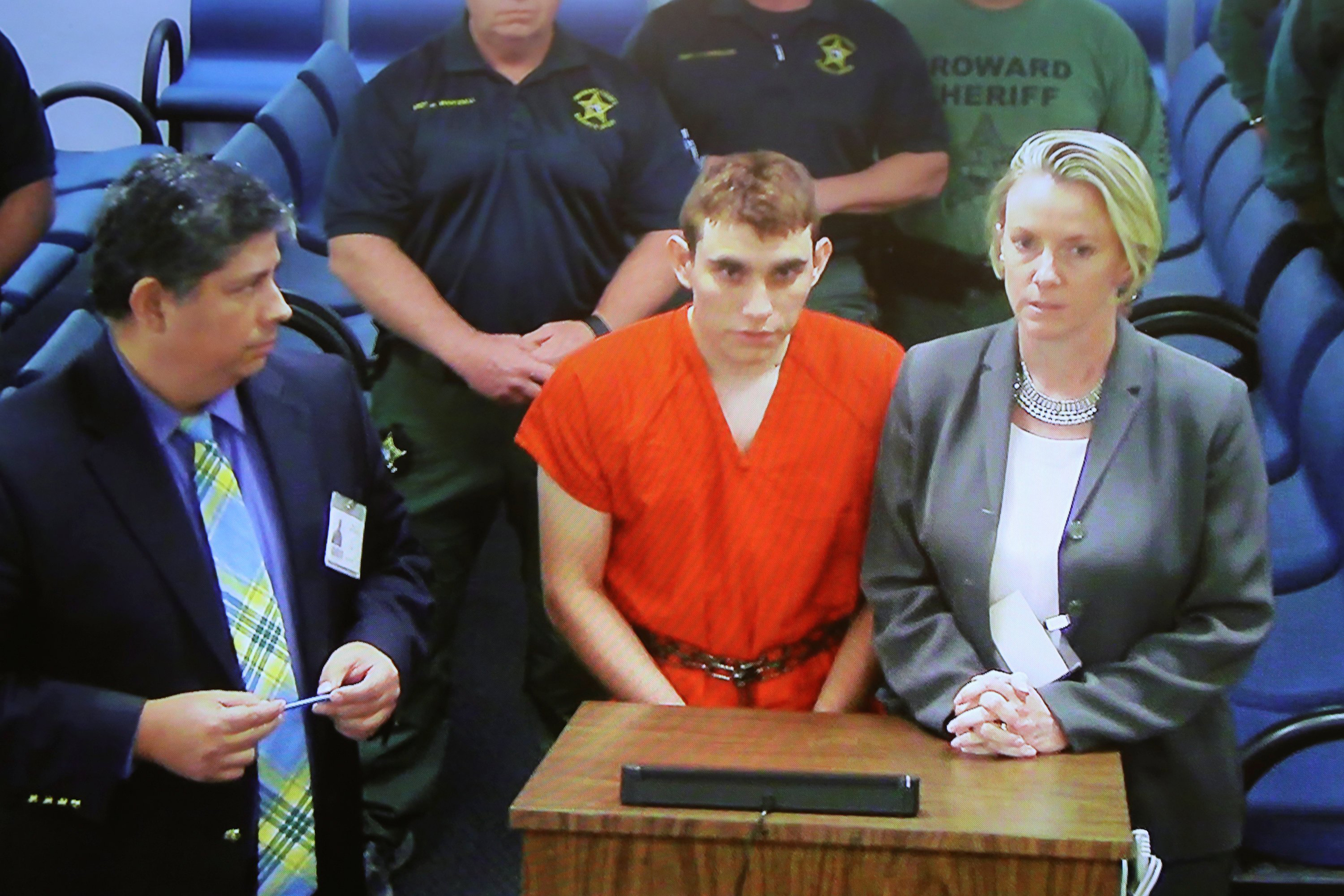 Cruz appears at a bond court hearing after being charged with 17 counts of premeditated murder, in Fort Lauderdale