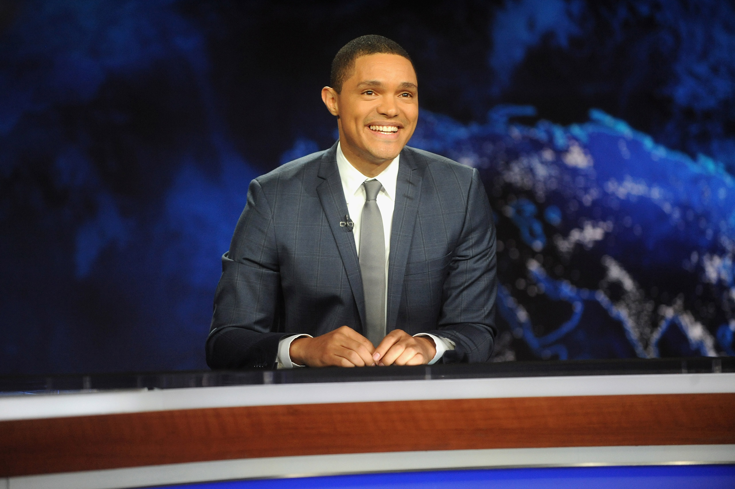 NEW YORK, NY - SEPTEMBER 28: Trevor Noah hosts Comedy Central's "The Daily Show with Trevor Noah" premiere on September 28, 2015 in New York City. (Photo by Brad Barket/Getty Images for Comedy Central)