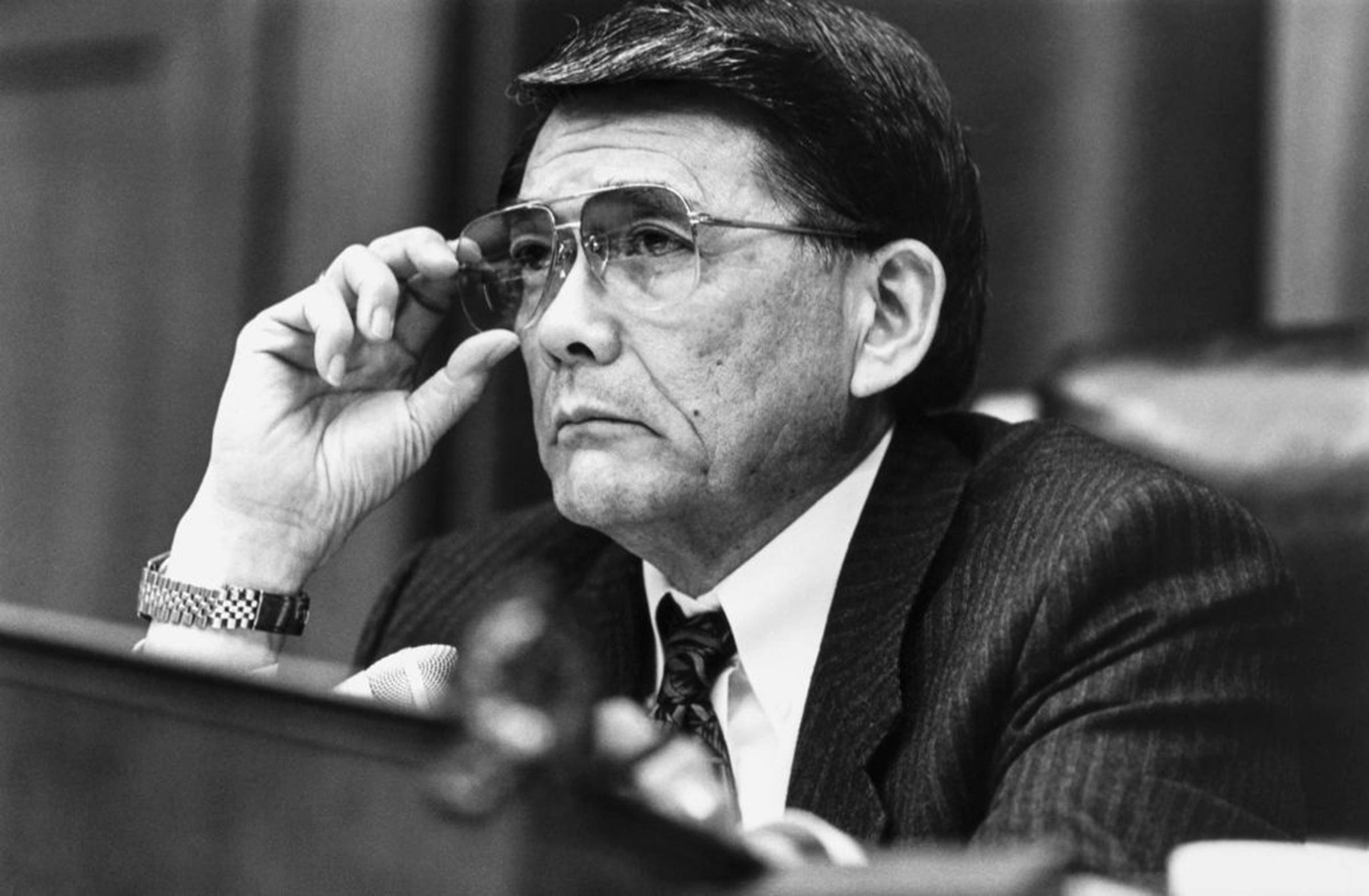 Rep. Norman Mineta, D-Calif. during a Public Works and Transportation hearing on April 2, 1992.