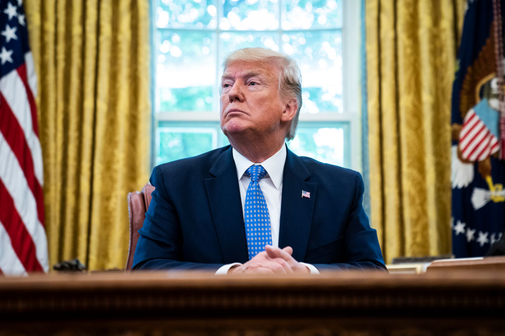 President Donald Trump listens during a meeting on fentanyl and the opioid epidemic