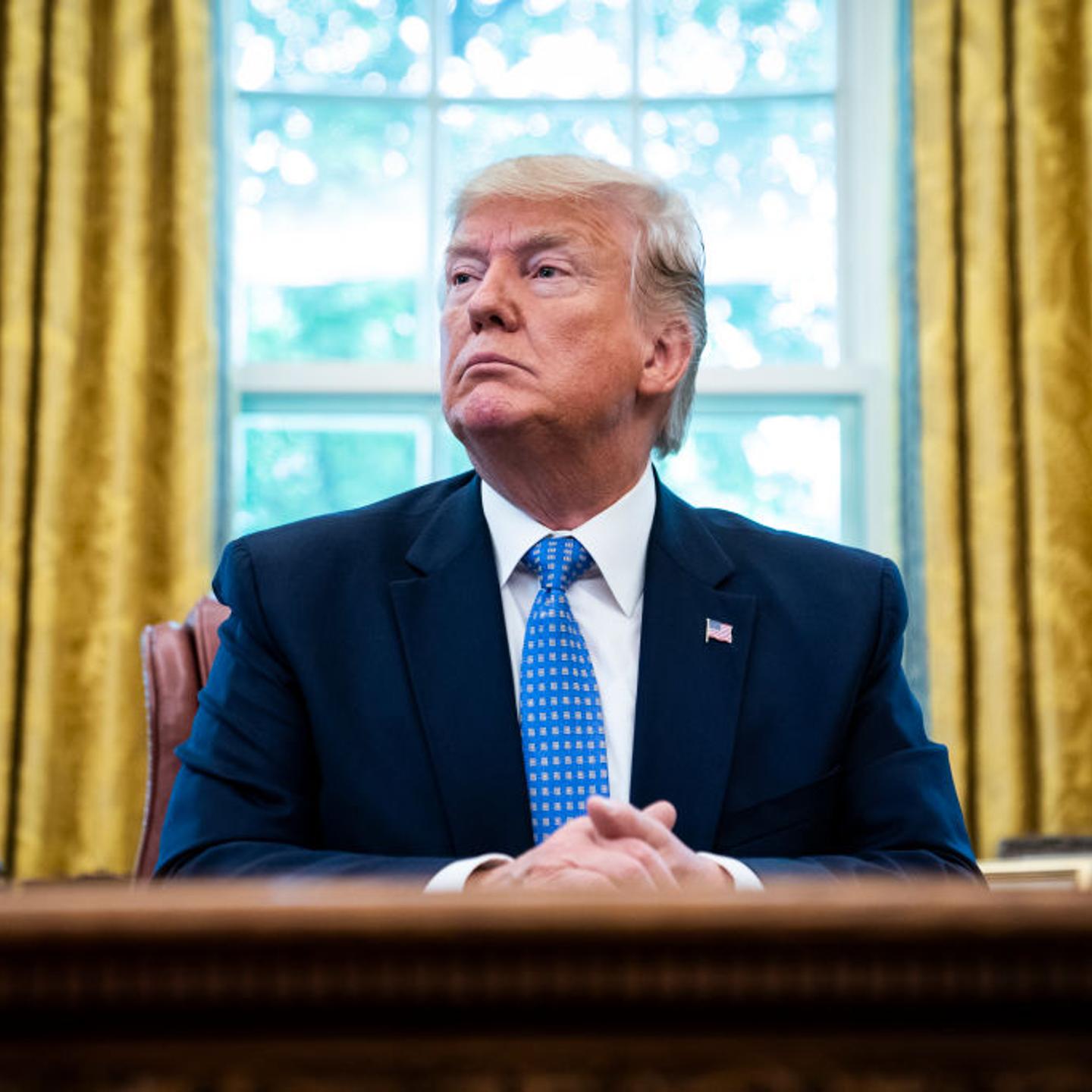 President Donald Trump listens during a meeting on fentanyl and the opioid epidemic