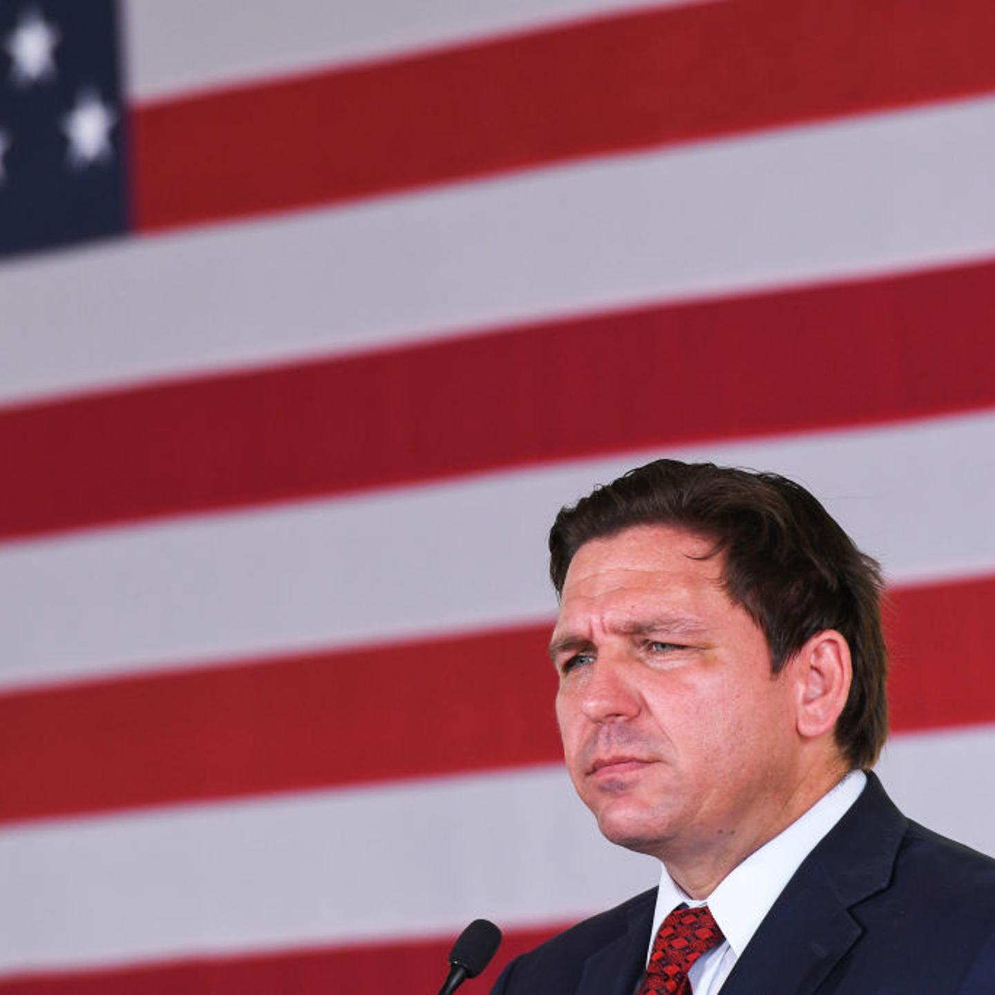 Florida Gov. Ron DeSantis speaks to supporters at a campaign