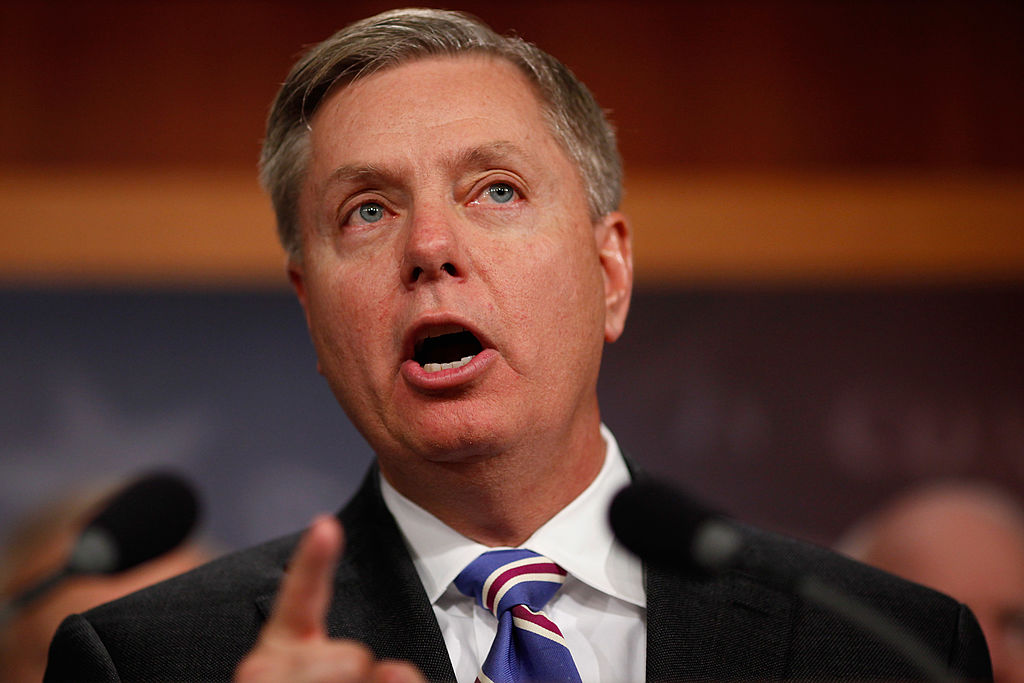Sen. Lindsey Graham (R-SC) speaks during a news conference with fellow senators at the U.S. Capitol on March 10, 2011 in Washington, DC.