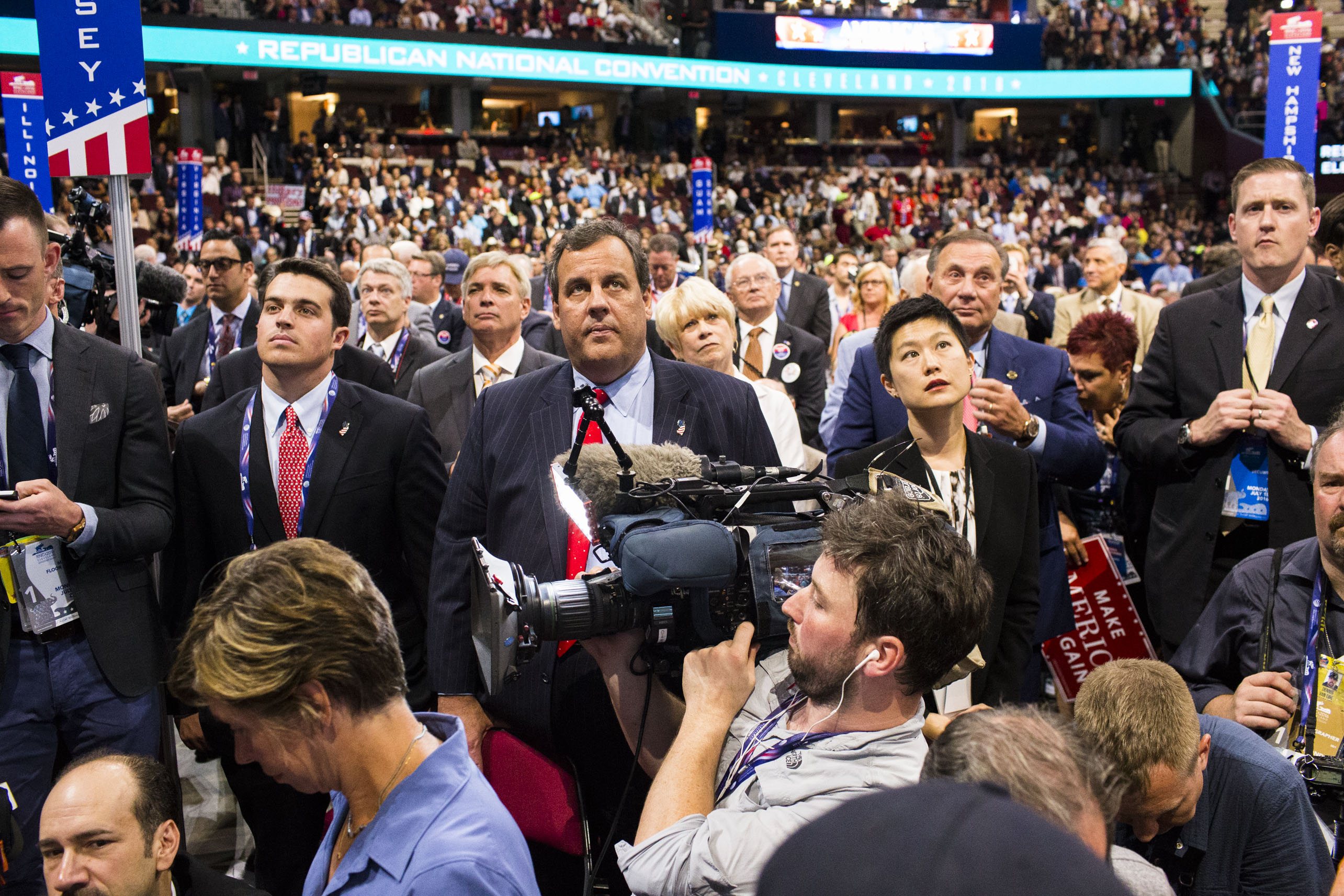 Chris Christie on the floor of the 2016 Republican National Convention on Monday, July 18, 2016, in Cleveland.