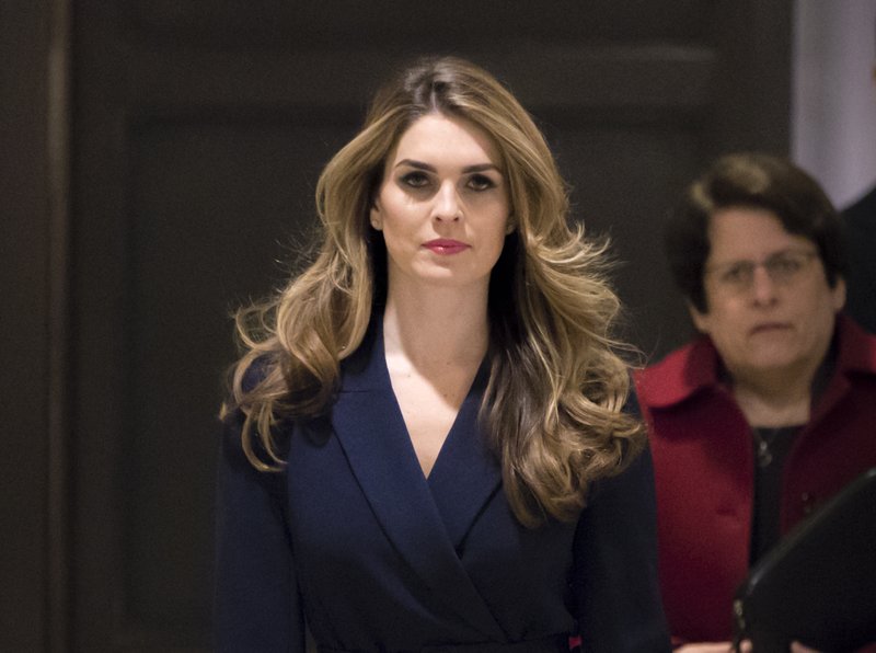 White House Communications Director Hope Hicks arrives to meet behind closed doors with the House Intelligence Committee, at the Capitol in Washington, Feb. 27, 2018.