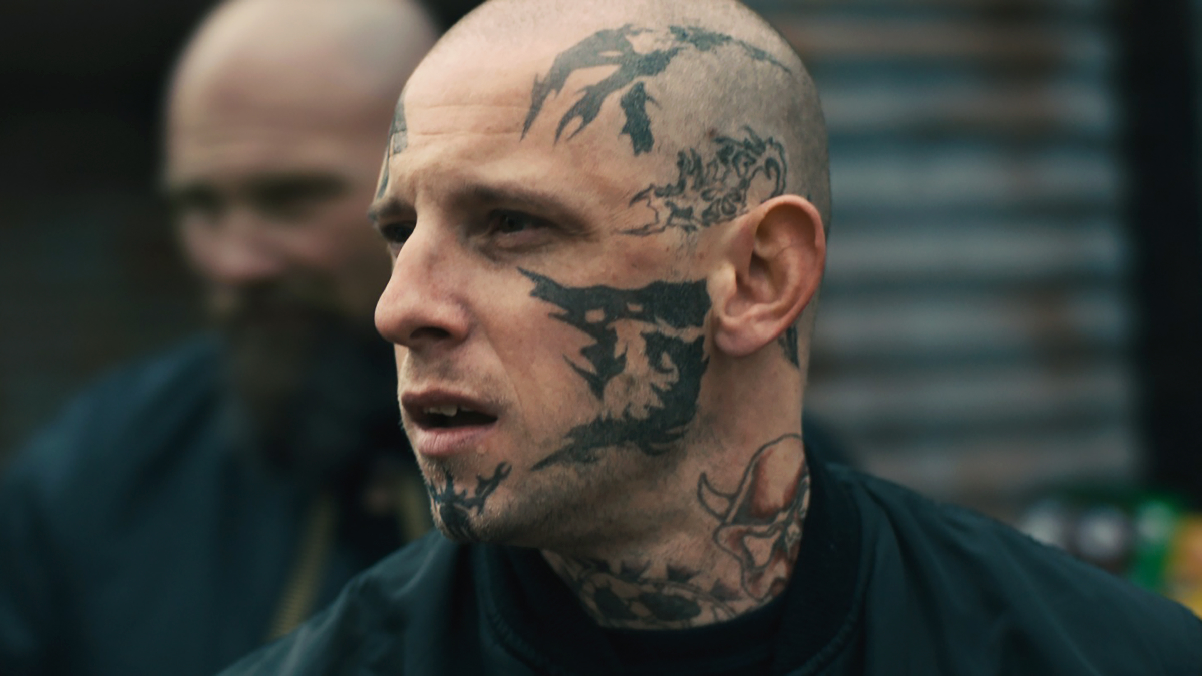 Marked man: Babs (Jamie Bell) has racist ideology written all over his face.