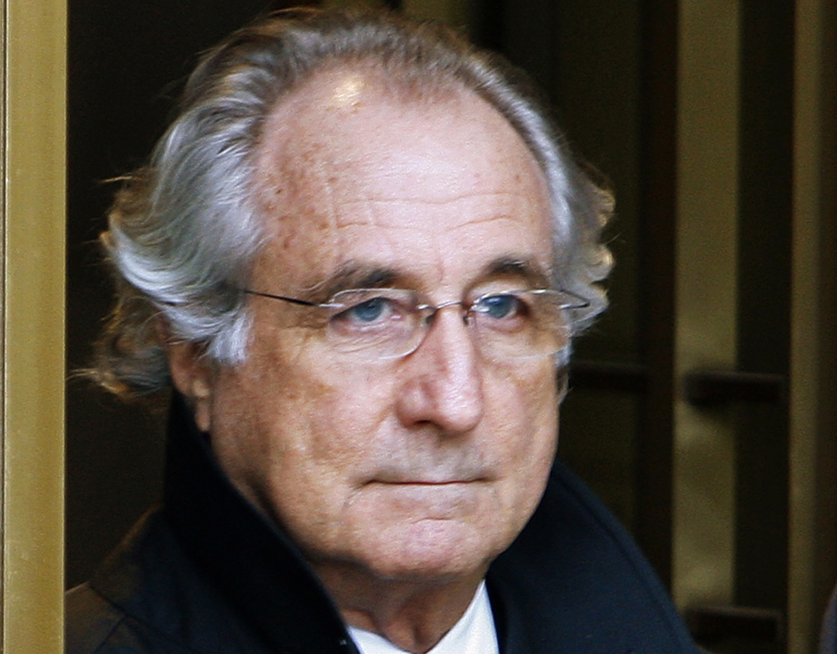 File photo of Bernard Madoff exiting the Manhattan federal court house in New York