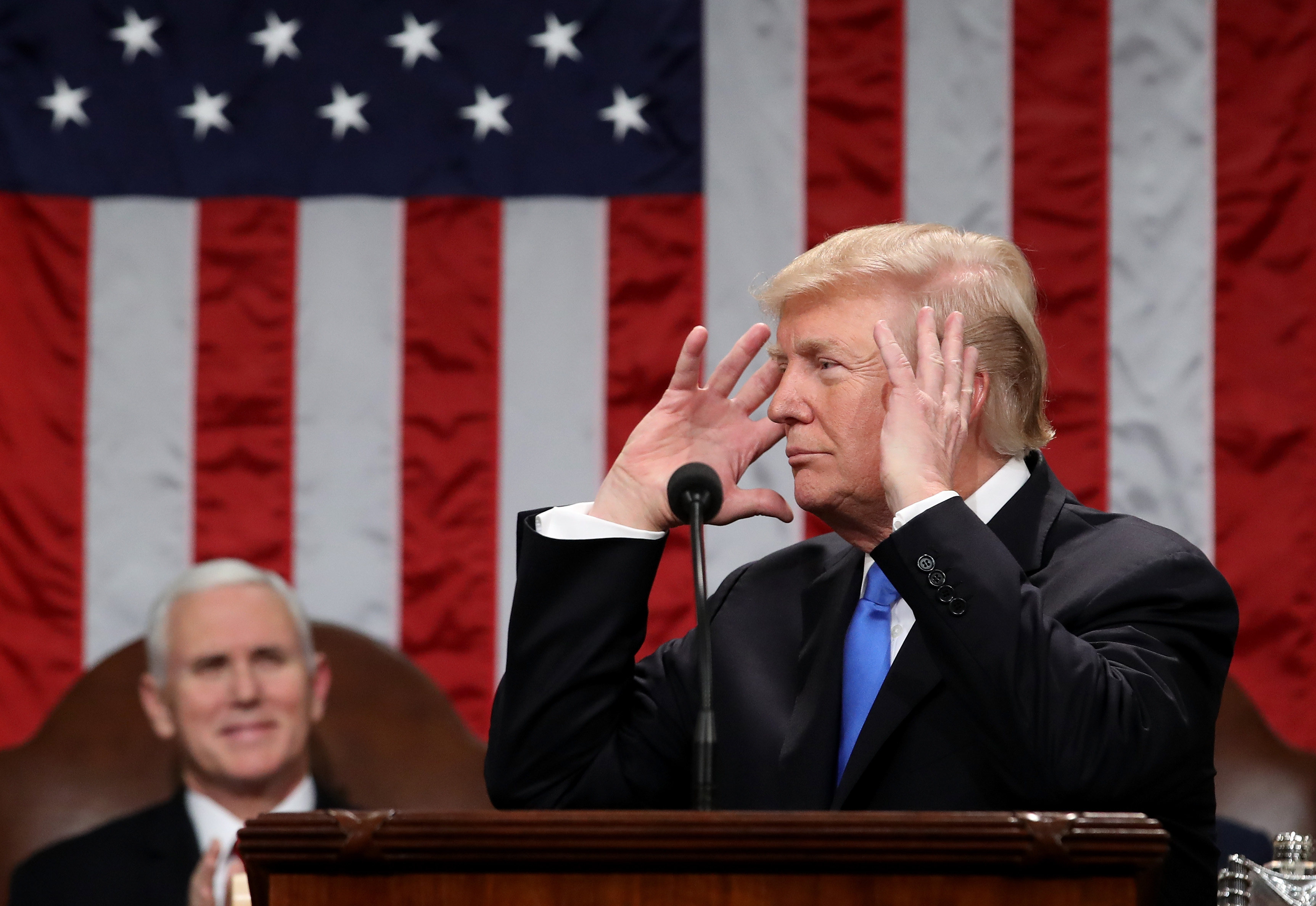 President Trump Addresses The Nation In His First State Of The Union Address To Joint Session Of  Congress