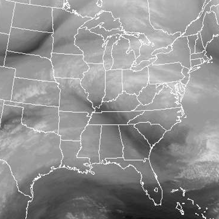 Water vapor map of the eastern U.S. on March 19, 2015.