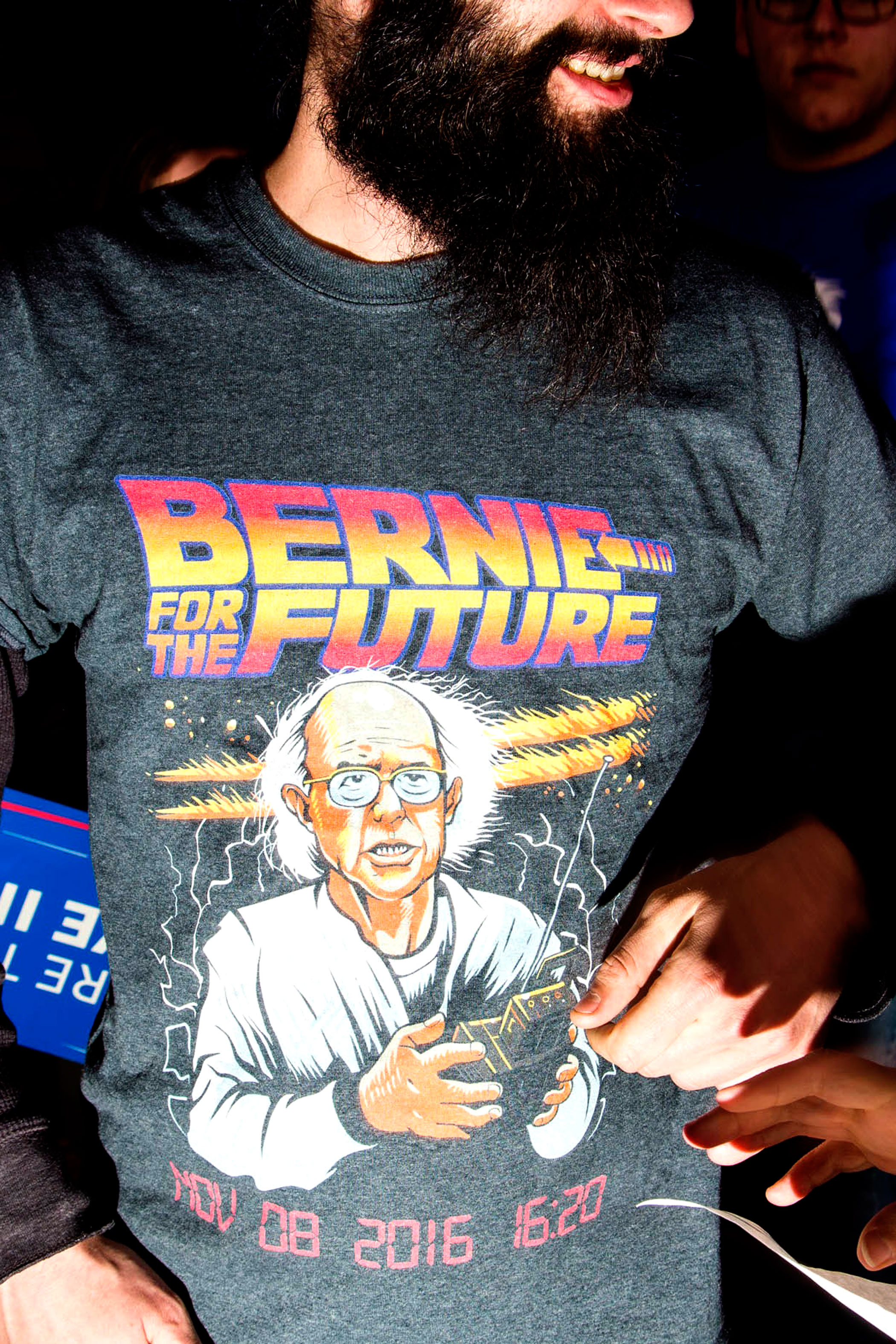 A supporter for Democratic presidential candidate and Vermont Sen. Bernie Sanders on Feb. 9, 2016, in Concord, N.H.