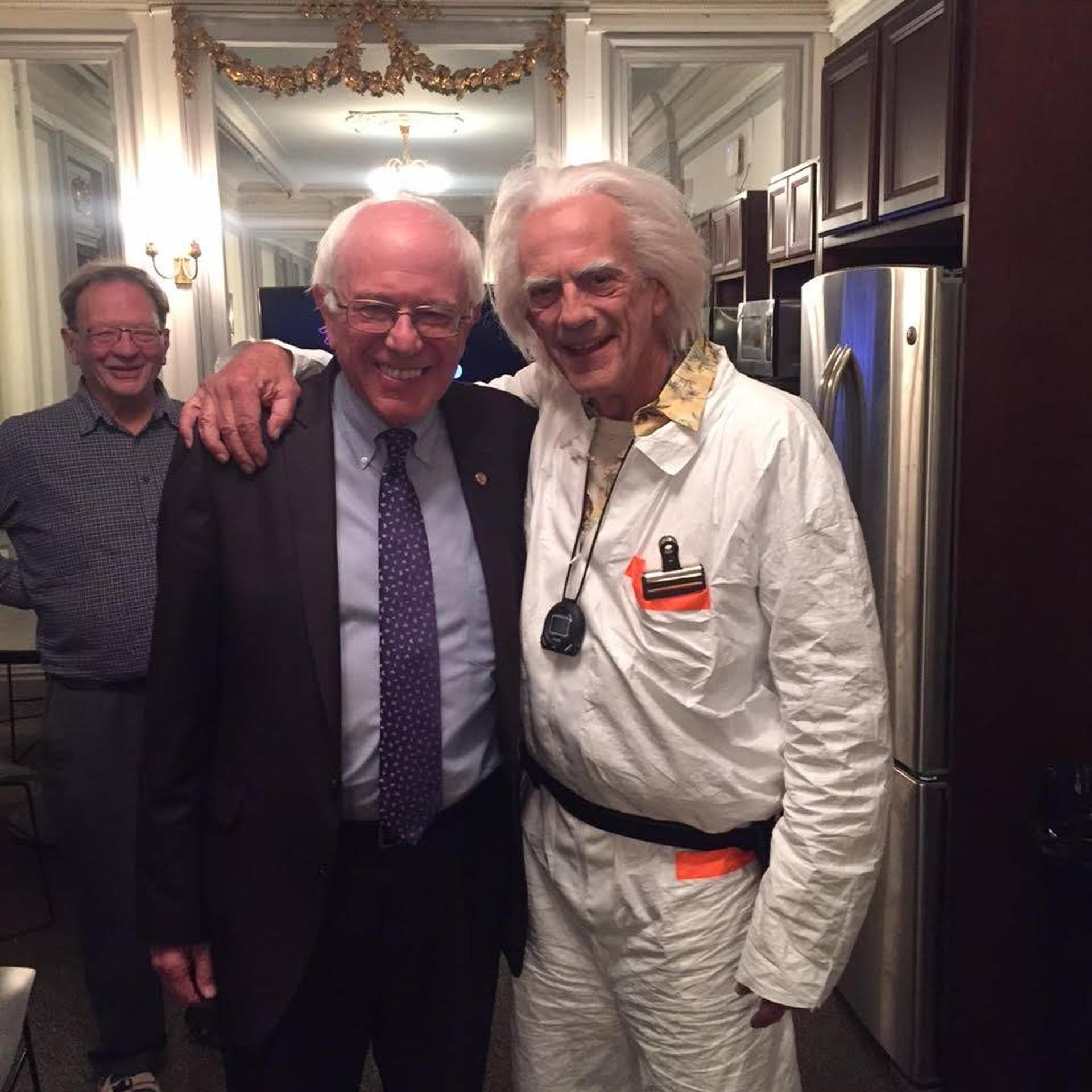 Bernie Sanders with Christopher Lloyd, "Doc Watson" from Back to the Future on Oct. 21, 2015.
