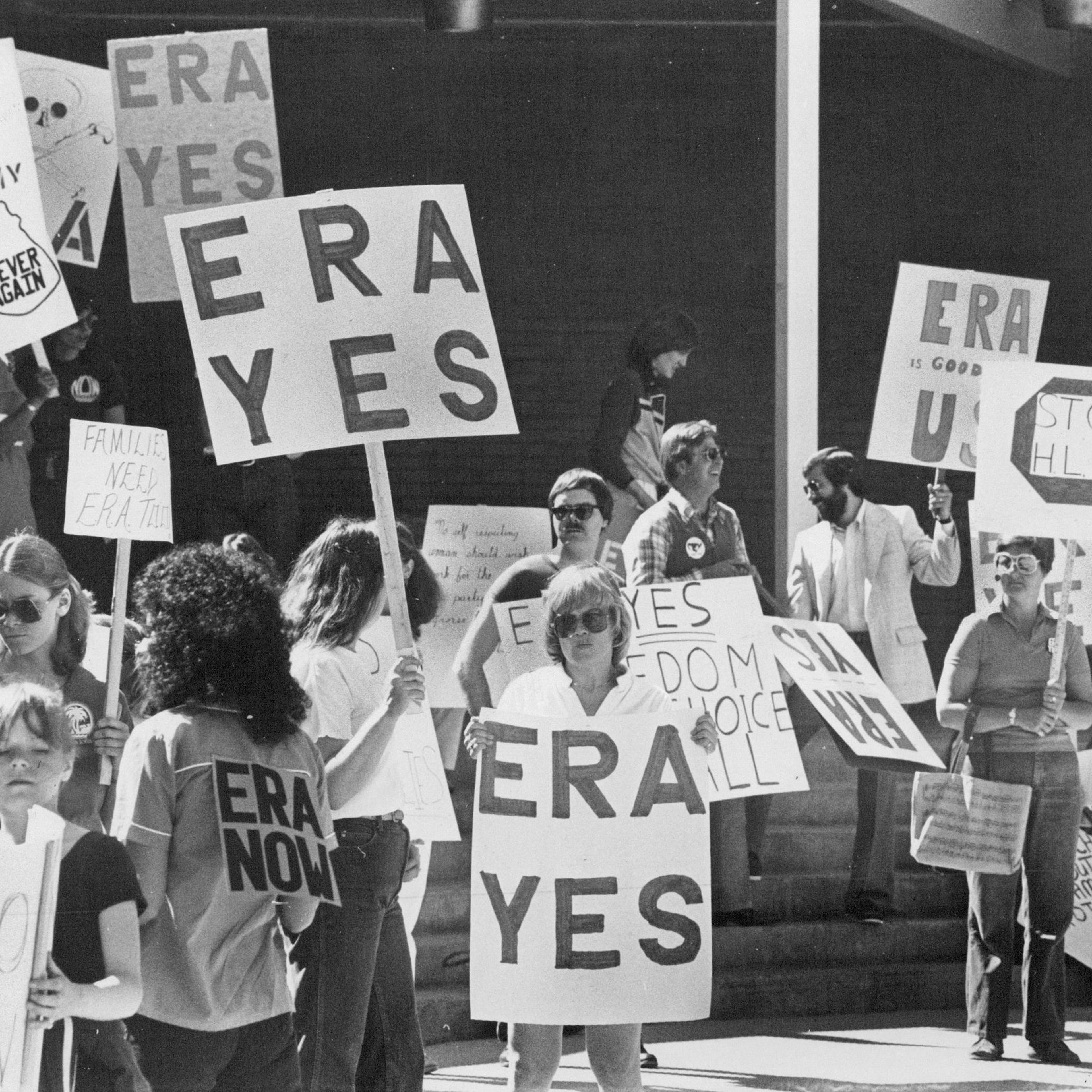 APR 25 1981, APR 27 1981; Picketes Supported Equal Rights Amendment Protested Views being discussed