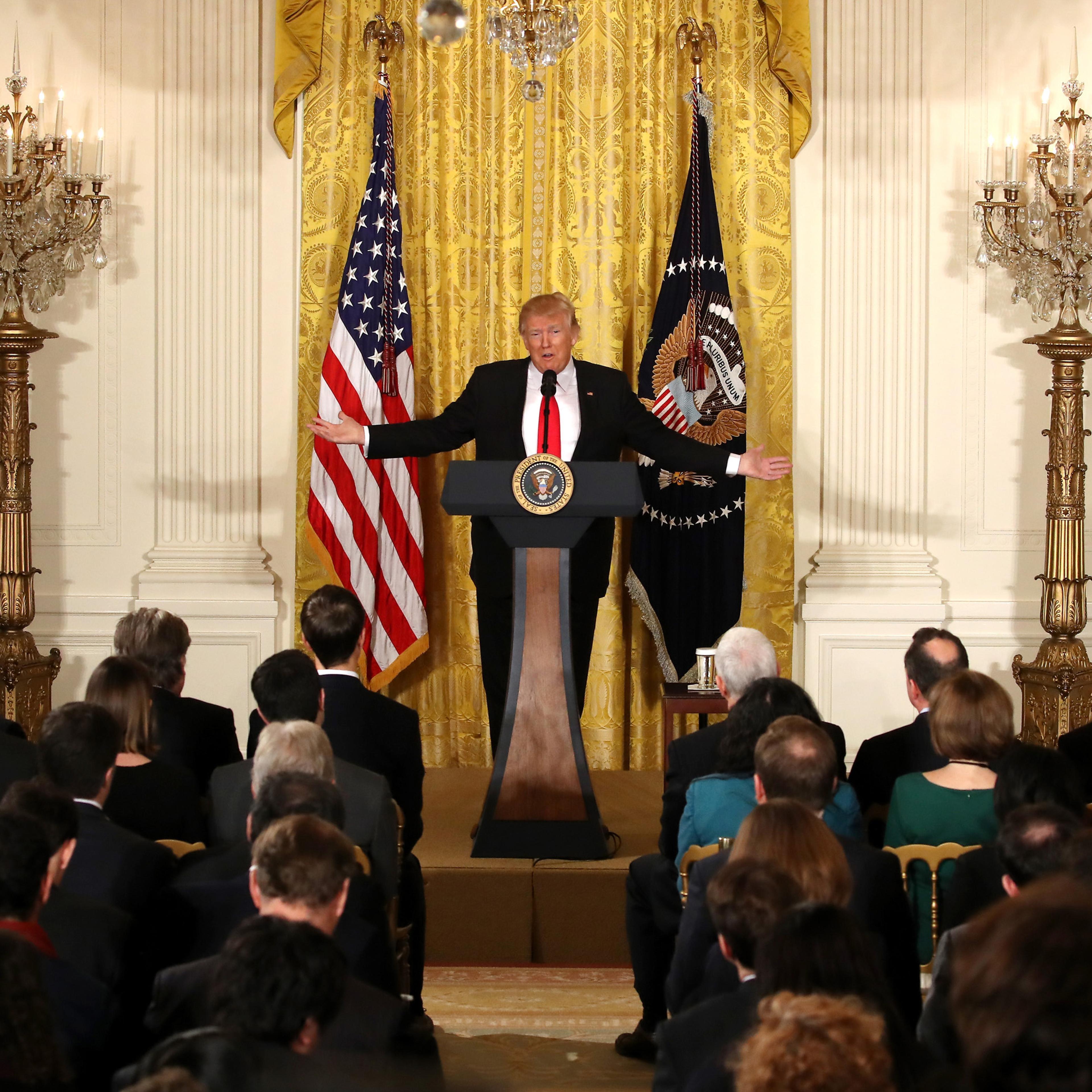 President Trump Holds News Conference In East Room Of White House