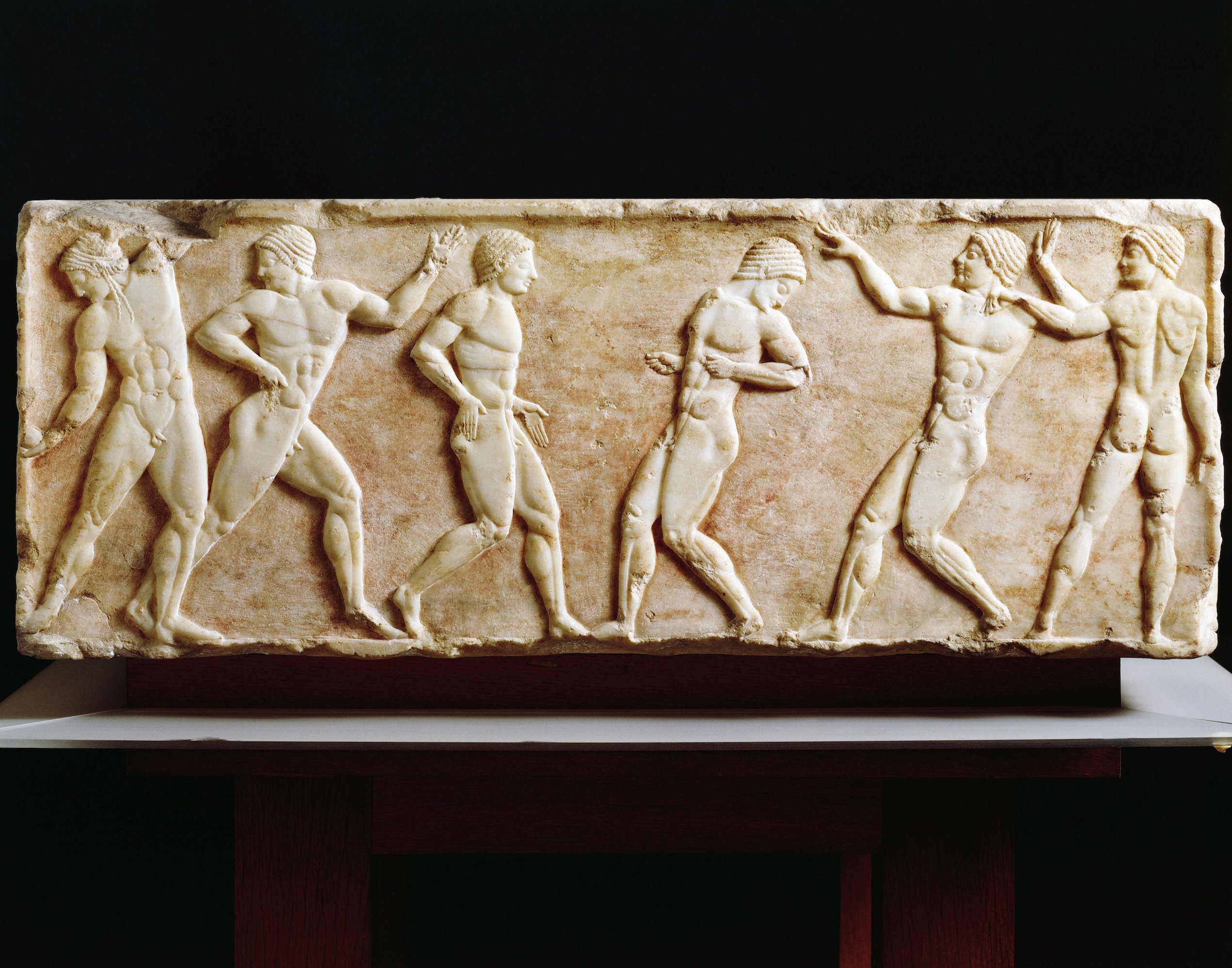Greek Civilization, Stele depicting athletes at gymnasium, From Kerameikos necropolis in Athens, Greece