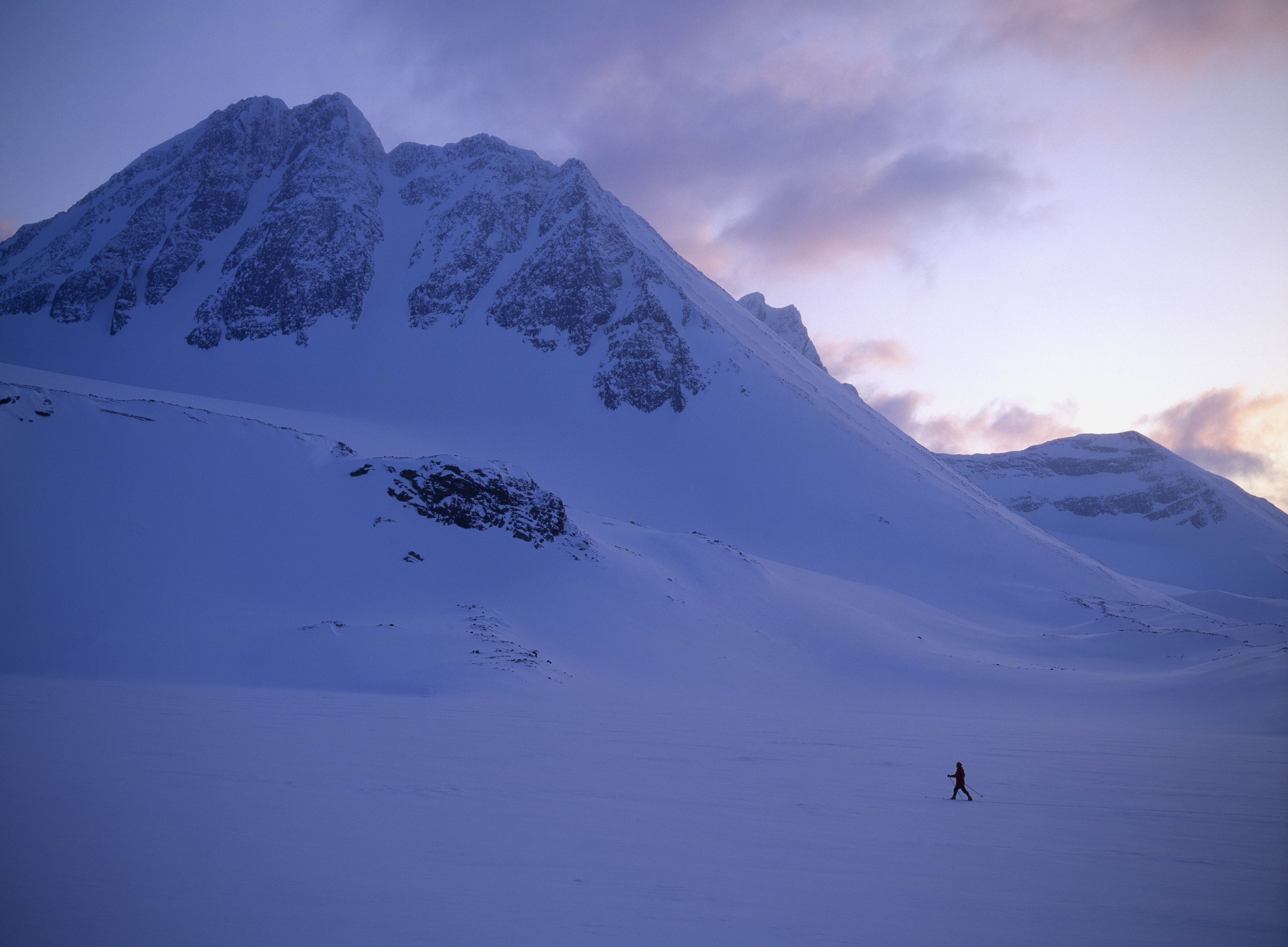 A person cross country skiing in Kebnekaise, Lapland