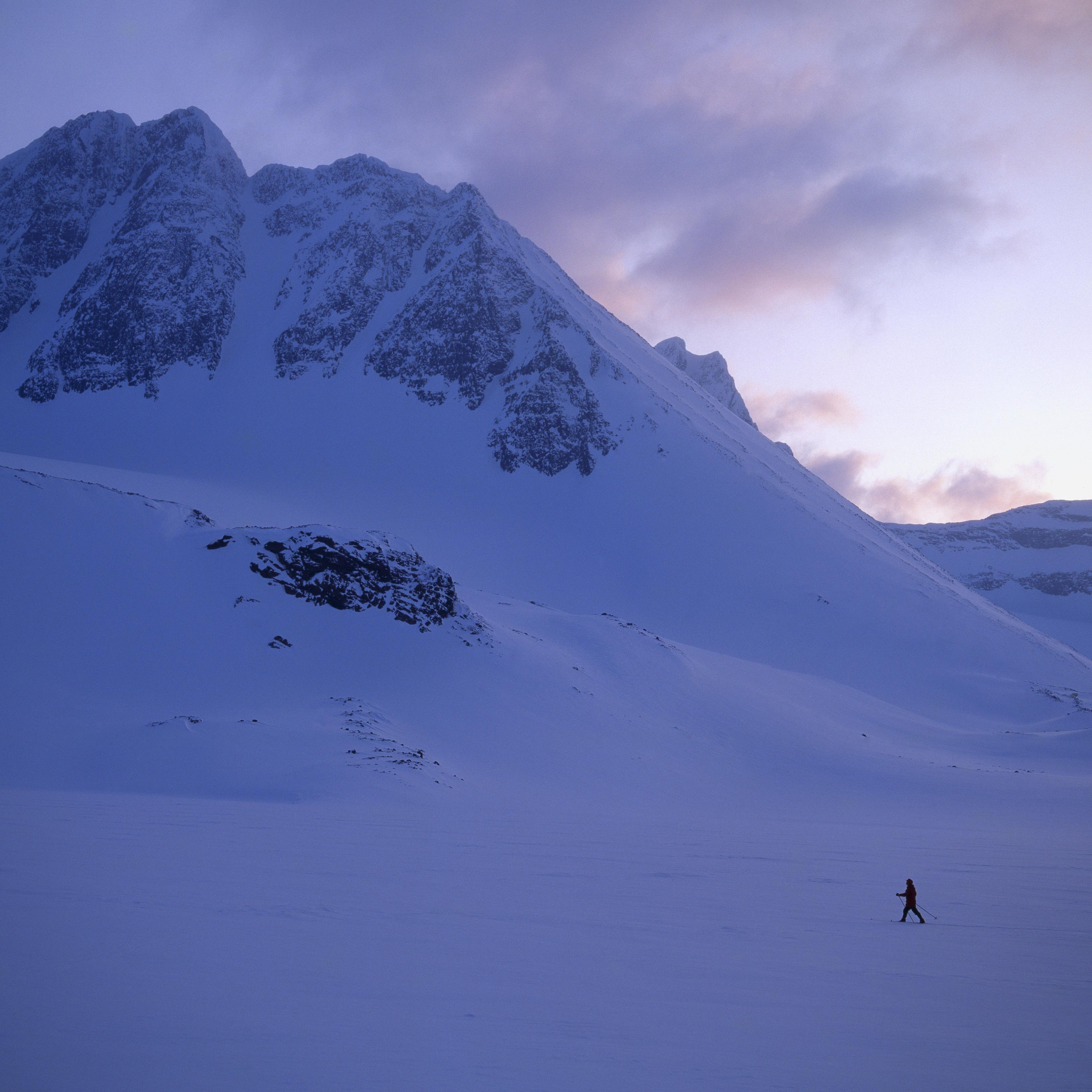 A person cross country skiing in Kebnekaise, Lapland