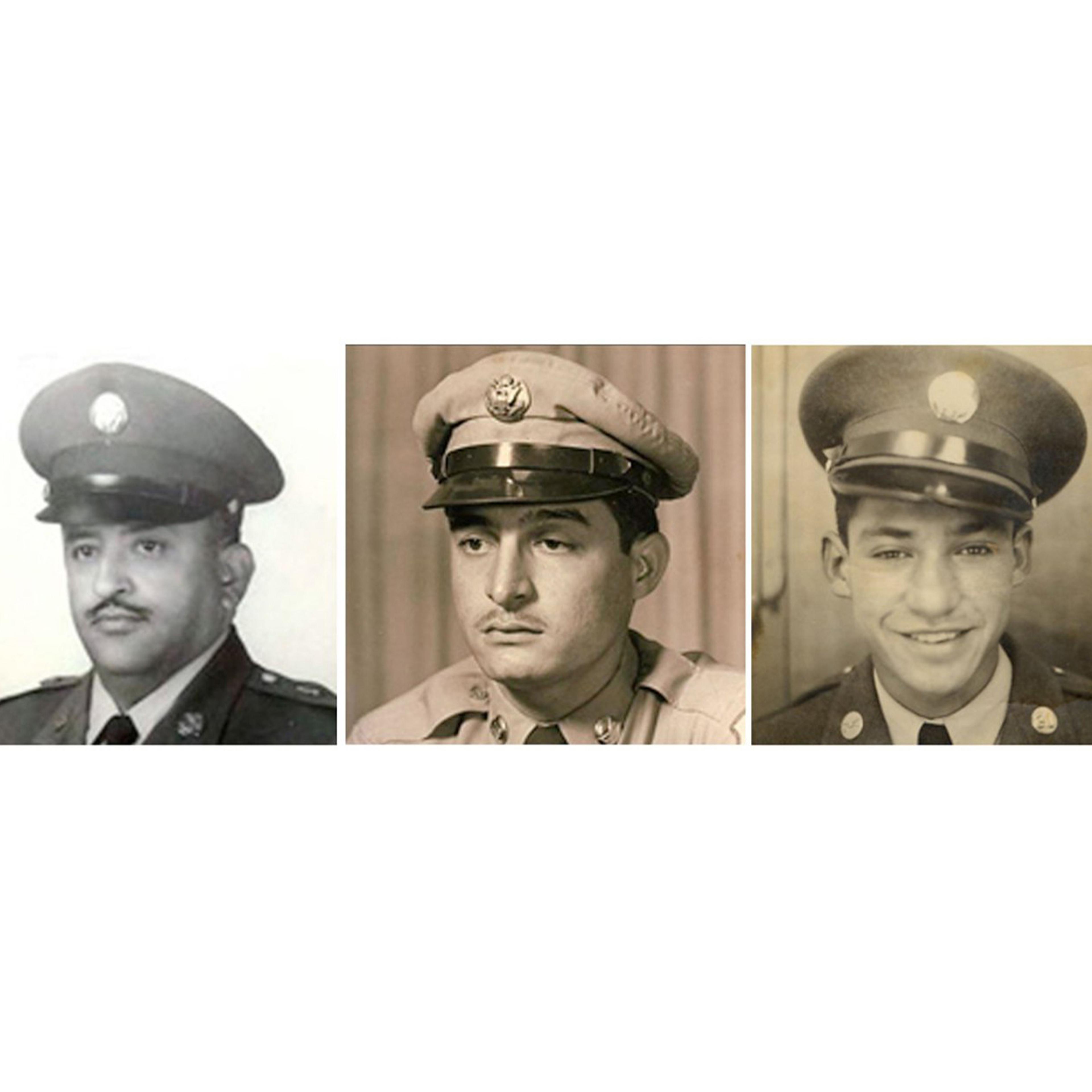 These images provided by the U.S. Army show Korean War veterans, from left, Sgt. 1st Class Eduardo Corral Gomez, Master Sgt. Juan E. Negron and Master Sgt. Mike C. Pena, who are among 24 minority veterans receiving the Medal of Honor.