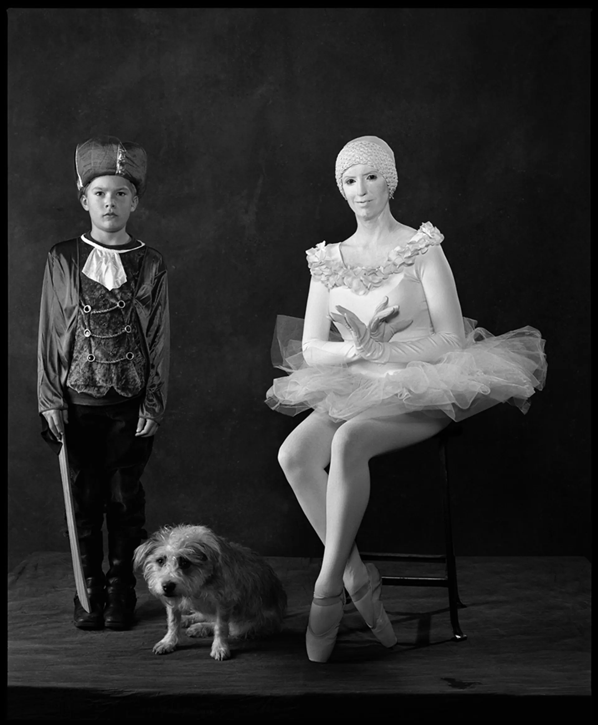 2008: Ballet I saw the ballerina in Central Park and invited her to the party. Hazel, the dog, and Omar (left).
