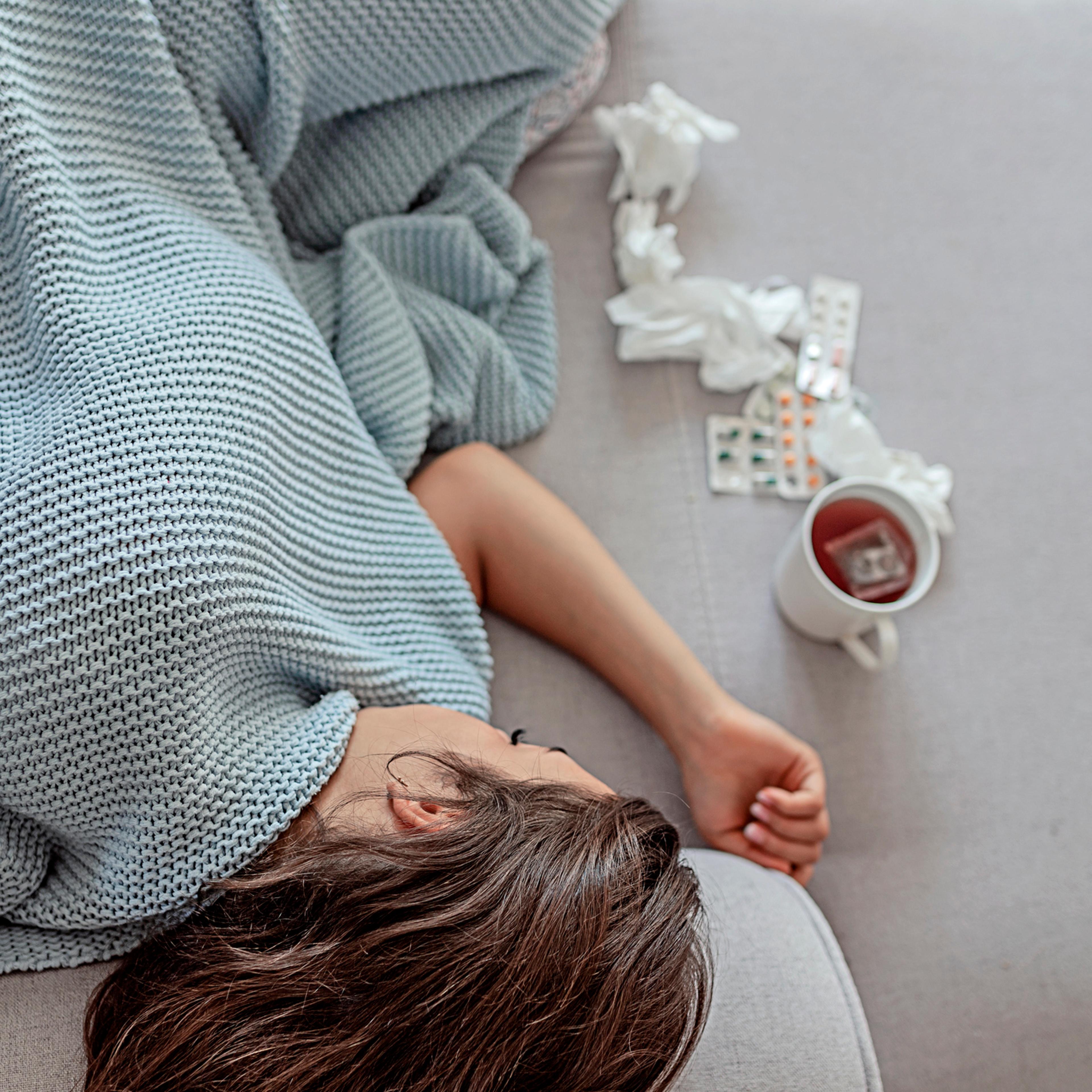 Sick woman sleeping