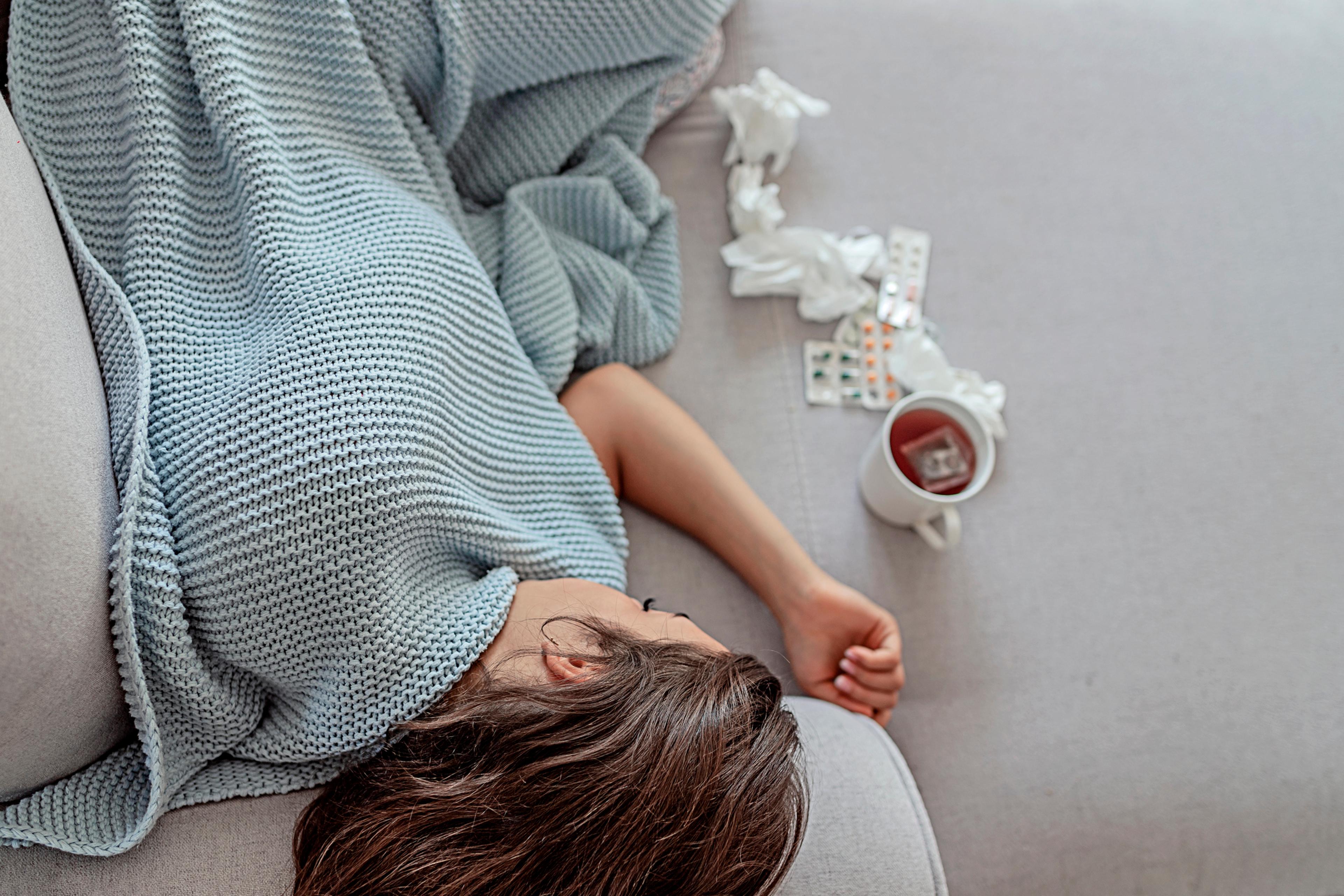 Sick woman sleeping