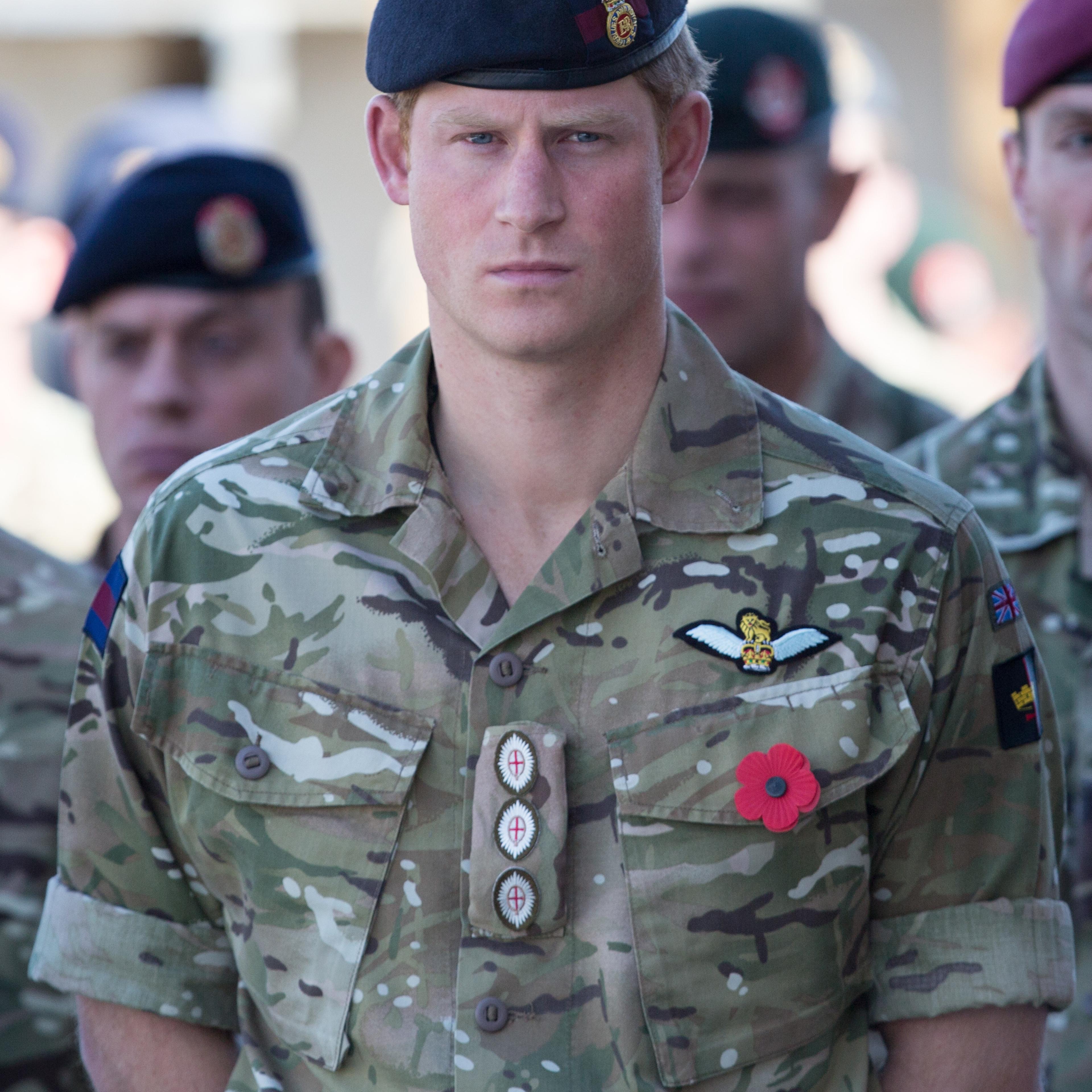 Prince Harry at a Remembrance Sunday service at Kandahar Airfield in Afghanistan on Nov. 9, 2014.